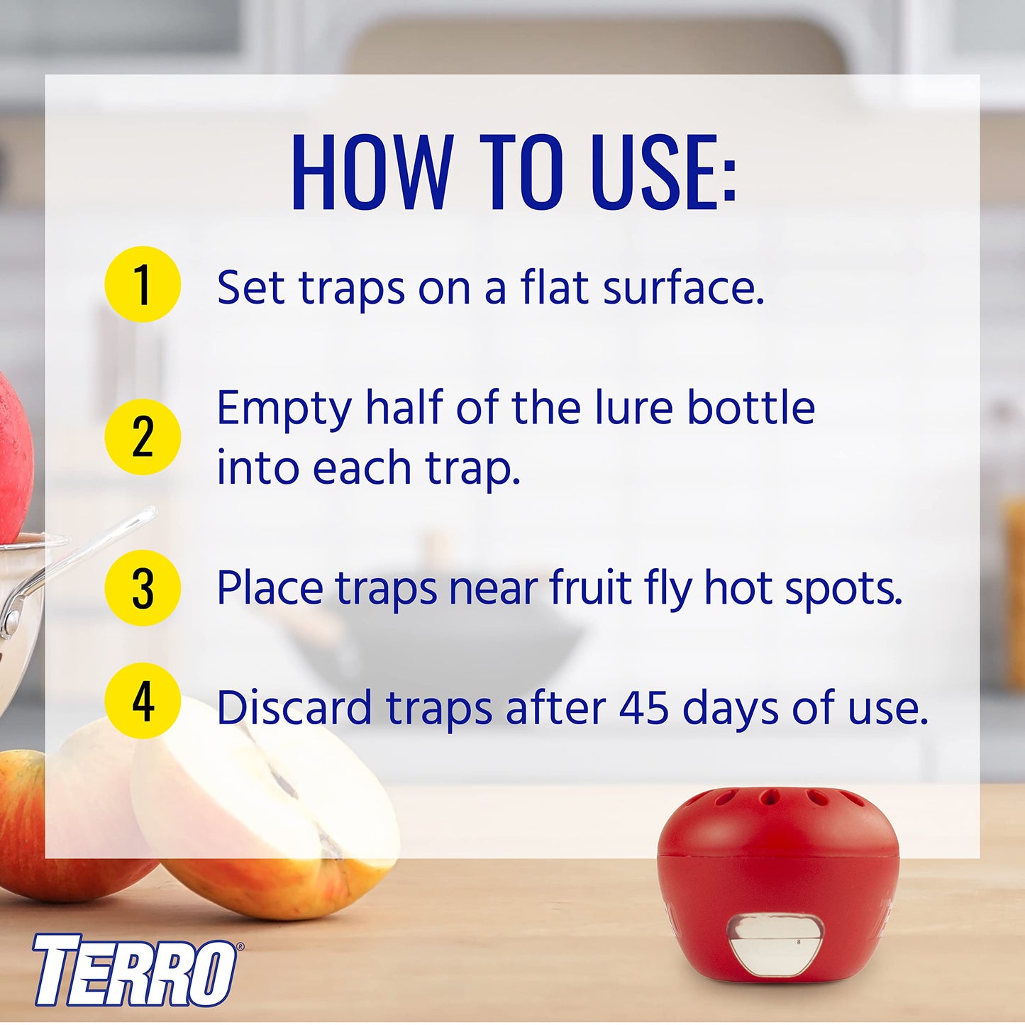 TERRO T2503-3 Ready-to-Use Indoor Fruit Fly Trap with Built in Window - 6 Traps + 270 Day Lure Supply