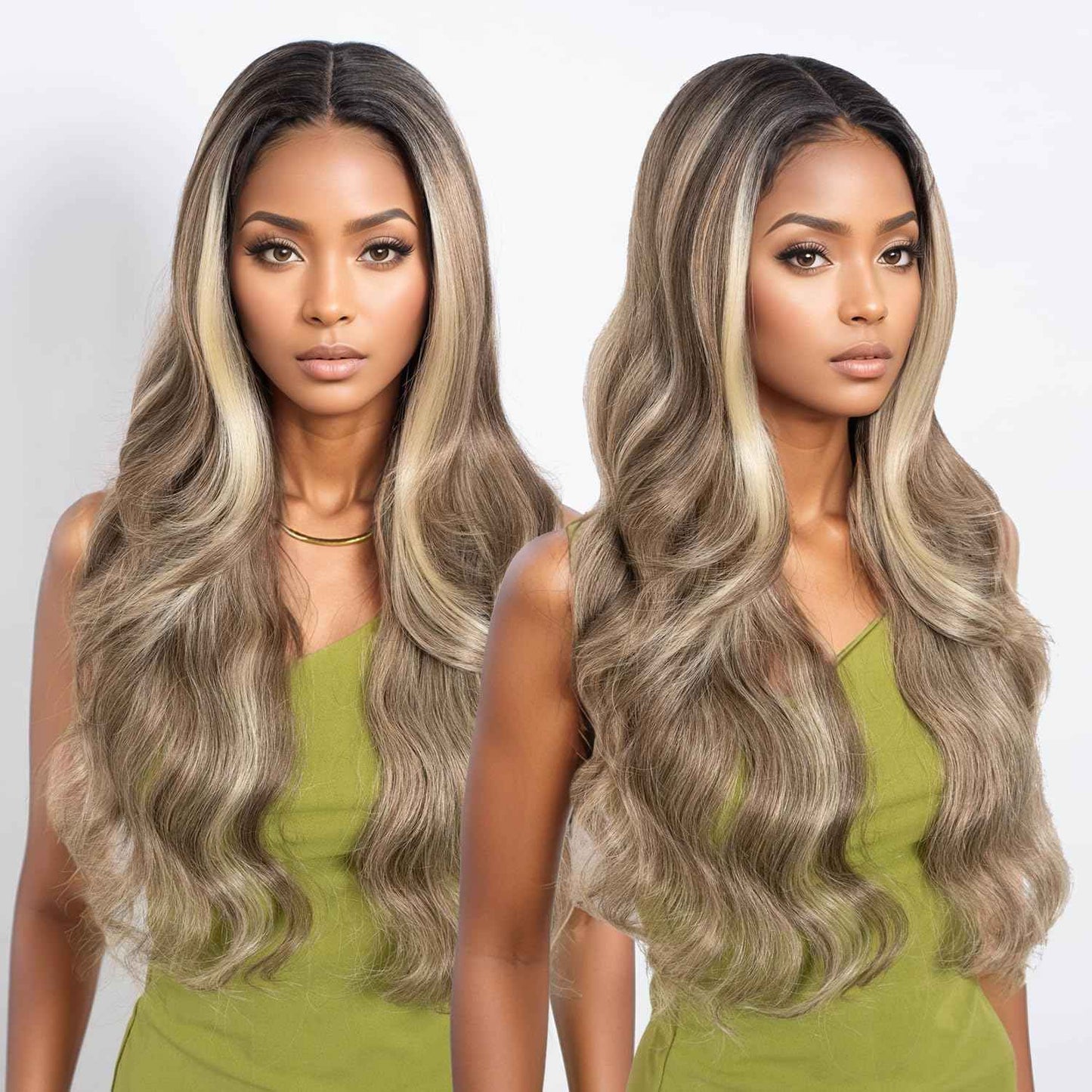 NOBLE Long Layered Wavy Wig with Baby Hair Synthetic Pre-Plucked T-Part Lace Wigs for Women 30 Inch Body Wave Glueless Wigs