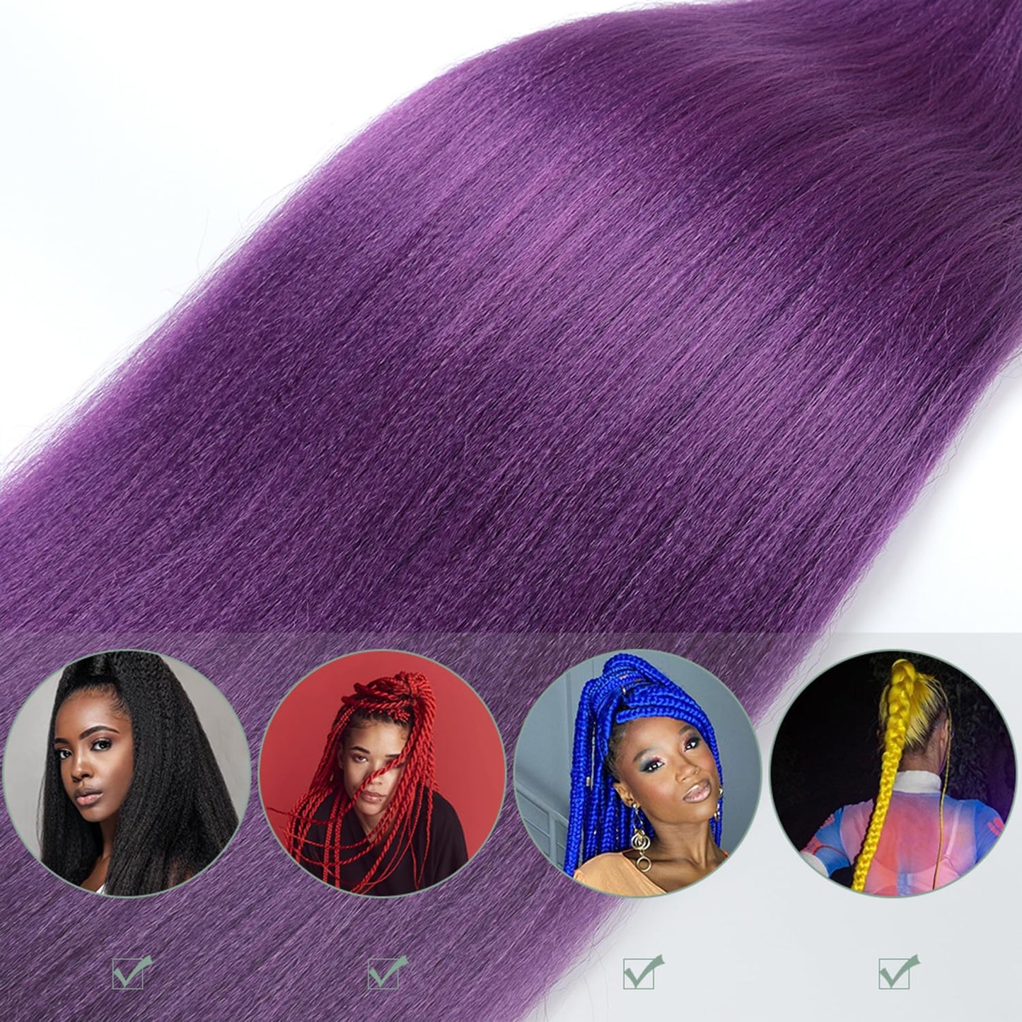 Pre Stretched Braiding Hair 32 Inch 3 Packs Lavender Purple Braiding Hair, Soft Yaki Texture Box Braids Hot Water Setting Synthetic Long Kanekalon Braiding Hair Pre Stretched (32 Inch, Lavender#)