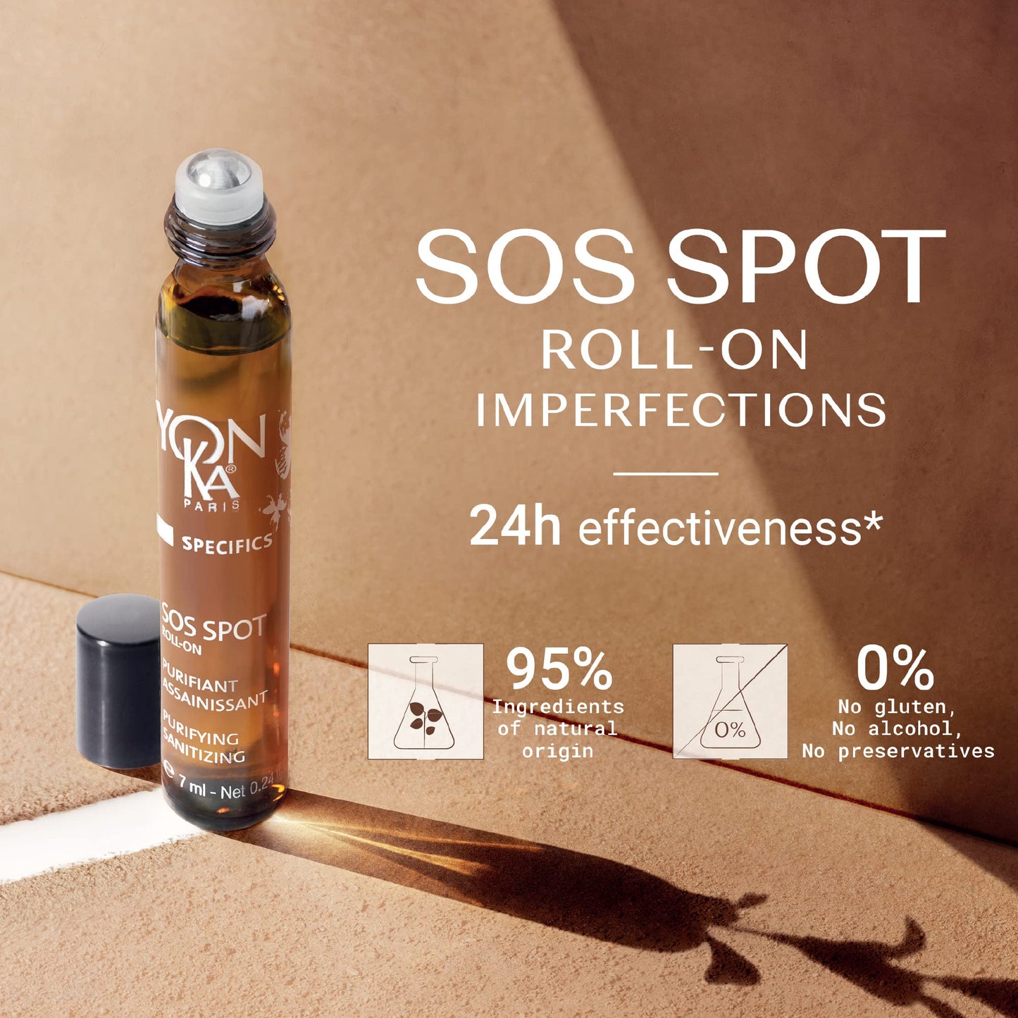 Yon-Ka SOS Spot Acne Treatment, Roll On Natural Lactic Acid to Clear Breakouts (7ml)