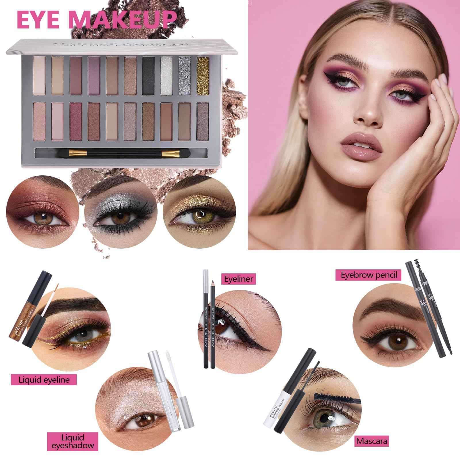 Makeup Kit For Women Full Kit, Makeup Set For Girls Teen Women, Makeup Gift Set With Eyeshadow Palette, Foundation, Concealer, Lipstick, Brushes (20 color makeup kit)