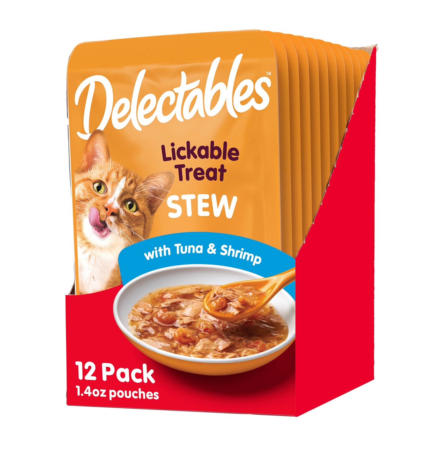 Hartz Delectables Stew Lickable Wet Cat Treats for Adult & Senior Cats, Tuna & Shrimp, 12 Count, 1.4 Ounce (Pack of 12)