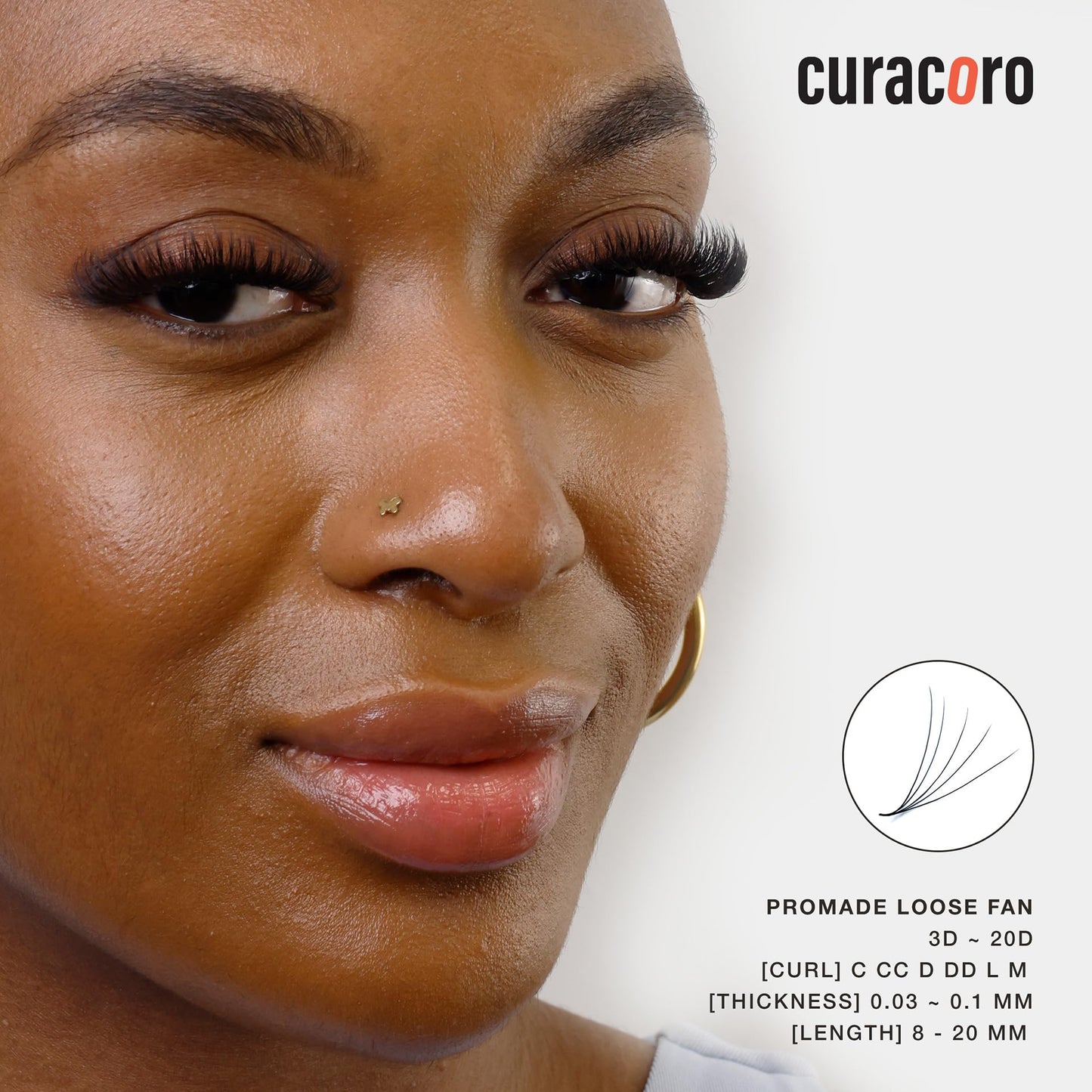 Curacoro Promade 500 Fans - Handmade Volume Promade Eyelashes Fans, 3D To 16D, C CC D DD L M Curl, Thickness 0.03~0.1mm, 8-20mm Length, Professional Long-Lasting Promade Lash Fans (5D-0.05 D, 10 mm)