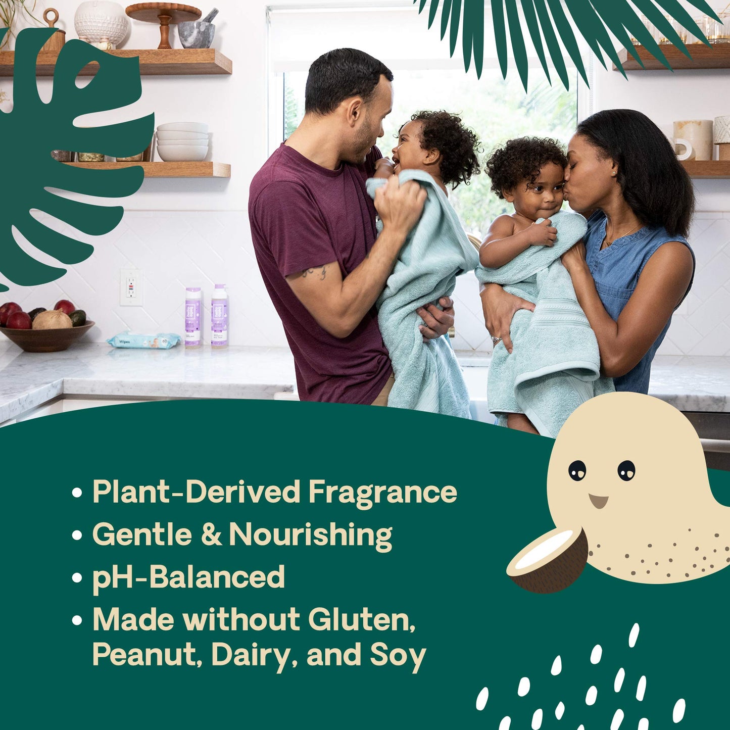 Hello Bello Kids Shampoo & Body Wash - Gentle Hypoallergenic Tear-Free Plant Based Formula - Vegan and Cruelty-Free - Creamy Coconut Scented - 10 fl oz