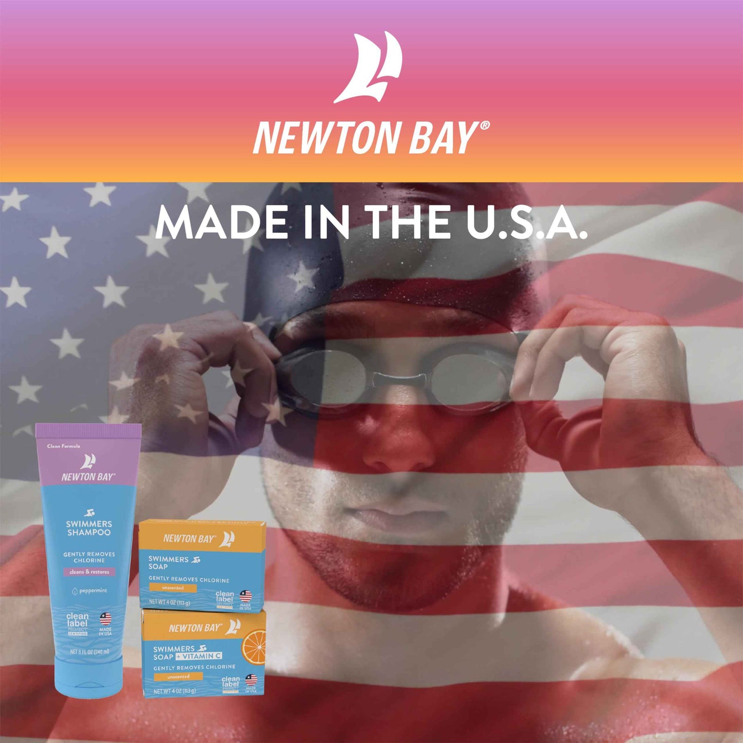 Newton Bay Swimmers Soap + Vitamin C | All Natural Body and Face Wash Soap Bar | Neutralizes and Washes Away Chlorine After Swimming | Revitalizes Sensitive Skin | 5-Pack of 4 Ounce Soap Bars