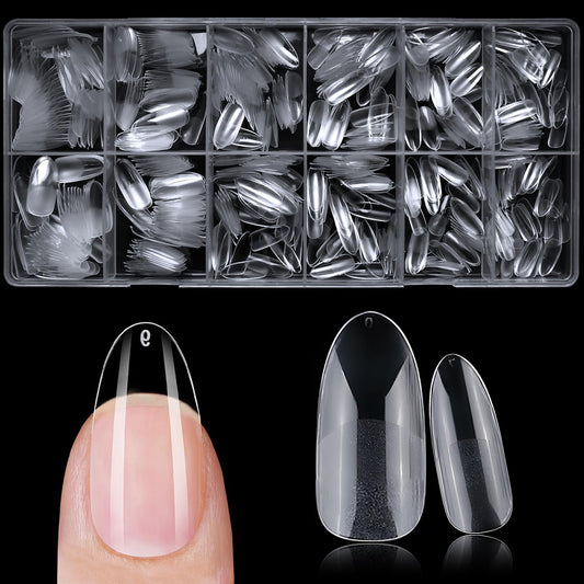 Lifextol 600pc Long Round Nail Tips Fake Nails Press on Nails Clear Nail Tips Full Cover False Nail Artificial Fingernail, 12 Sizes Soft Gel x Nail Tips for Acrylic Nails Gel x Nail Extensions