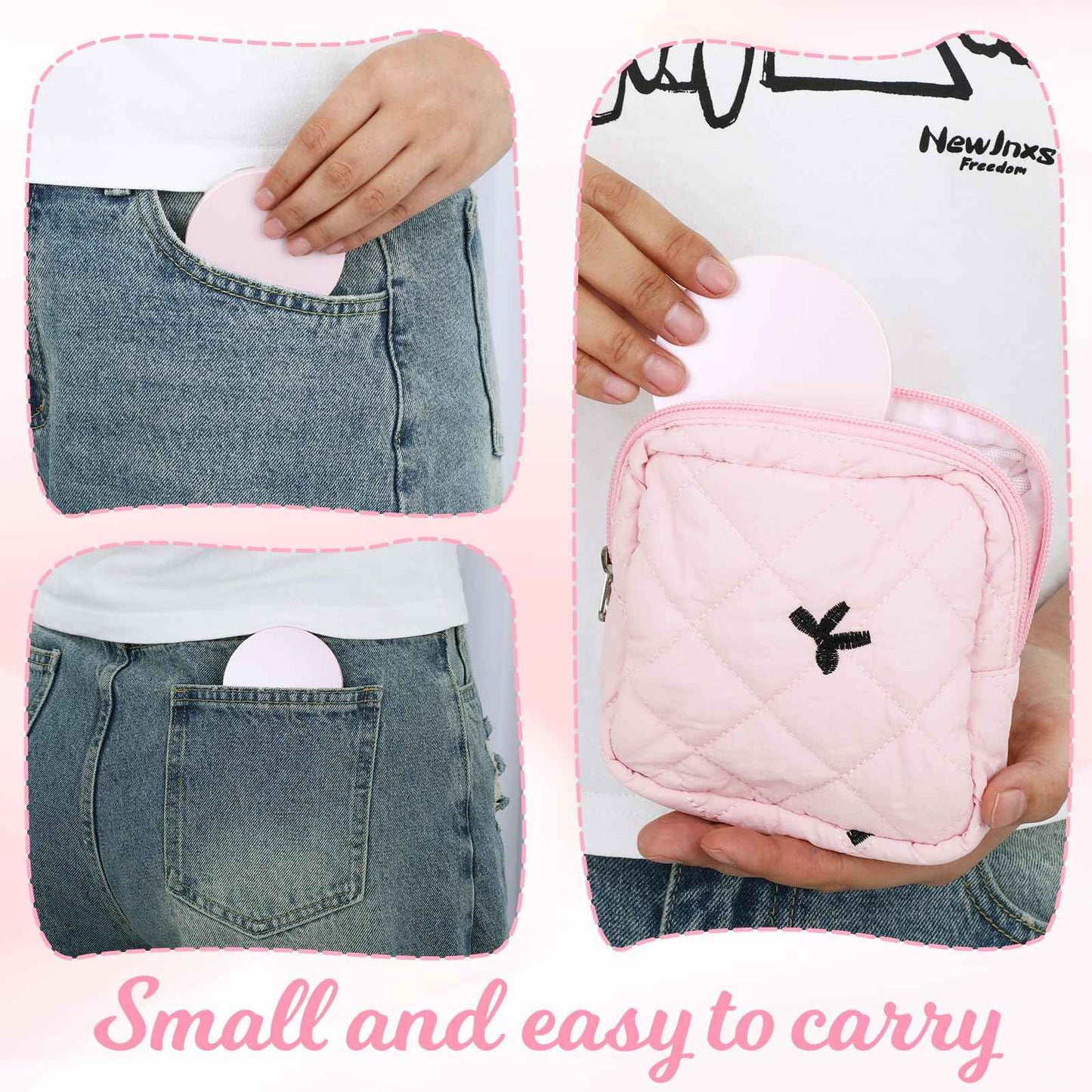 2 PCS Loose Powder Containers with Puff, 0.18oz Travel Powder Container Reusable Empty Makeup Containers Compact Mini Powder-Puff and Container with Mirror and Elasticated Net Sifter for Women Girls