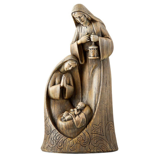 Avalon Gallery Christmas Figurines - Carved Wood Look Joseph Mary and Jesus Tabletop Nativity Figurine, 10-Inch, Holy Family