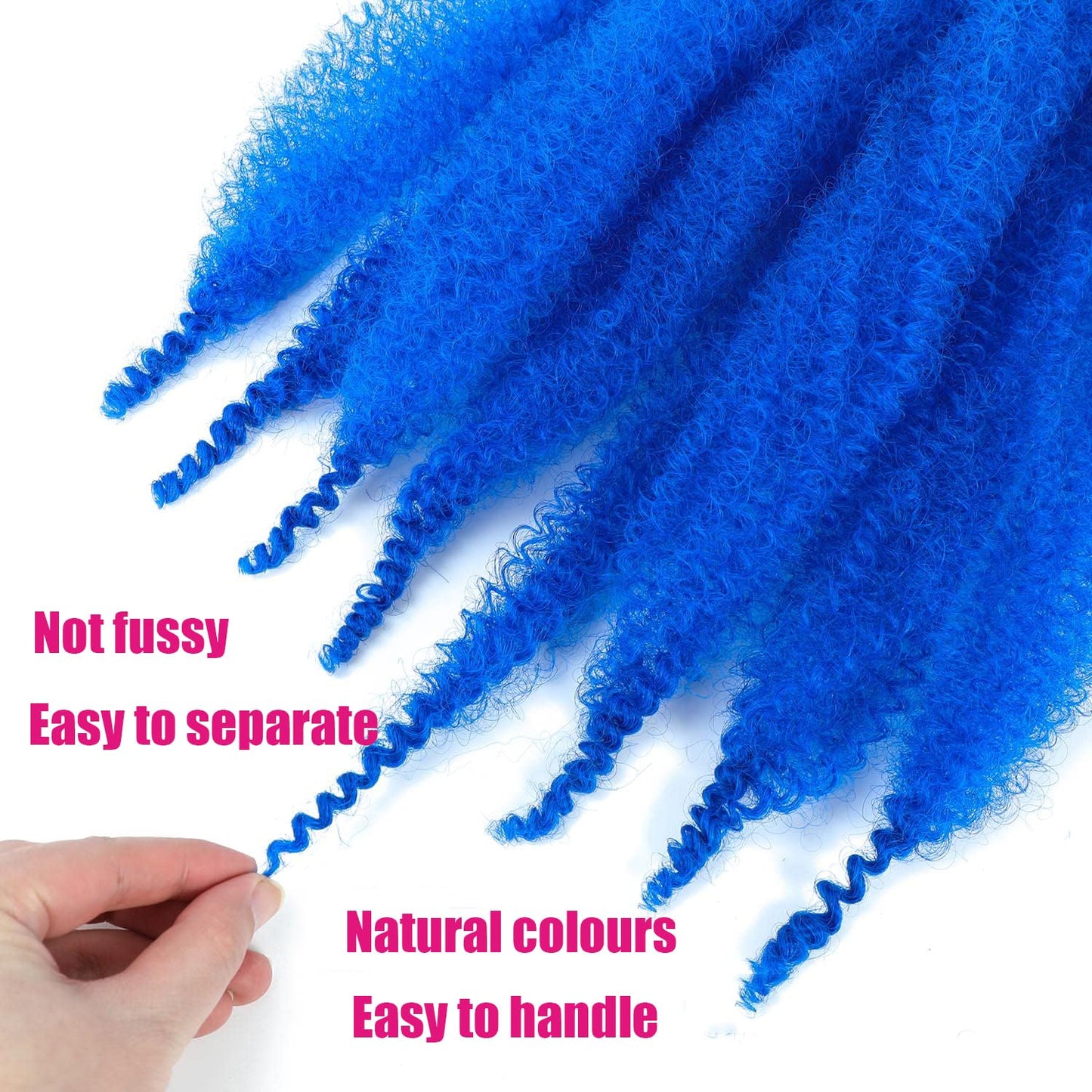 Afro Twist Hair 28 Inch 8 Packs, Springy Afro Twist Hair Pre Fluffed Spring Twist Hair Pre Stretched Wrapping Hair for Soft Locs Hair Extensions (8-Blue#)