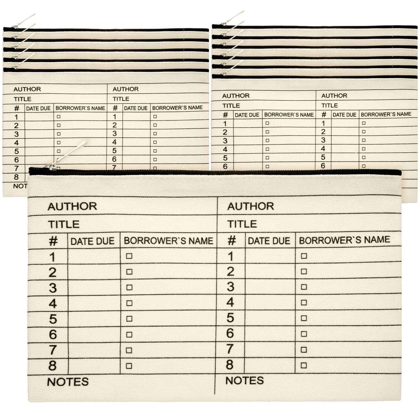 Yinder 12 Pcs Librarian Gifts for Book Lovers Thank You Library Card Pouch Bulk Teacher Librarian Appreciation Gifts for School Library Zipper Pouch Date Stamp(Classic Style)