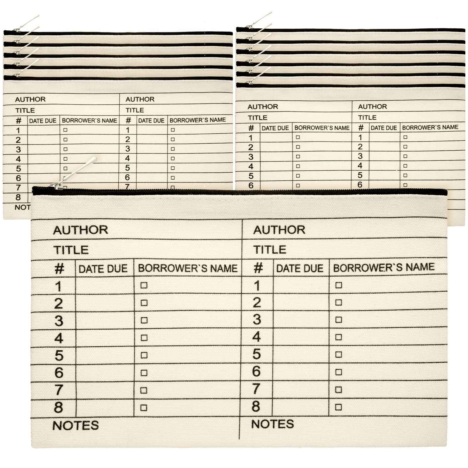 Yinder 12 Pcs Librarian Gifts for Book Lovers Thank You Library Card Pouch Bulk Teacher Librarian Appreciation Gifts for School Library Zipper Pouch Date Stamp(Classic Style)