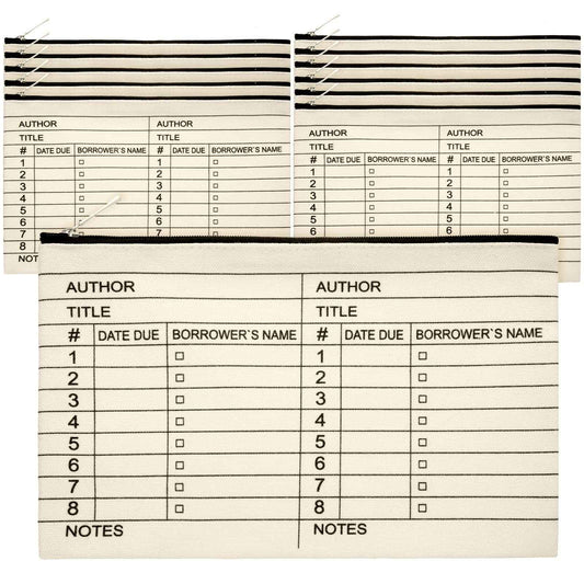 Yinder 12 Pcs Librarian Gifts for Book Lovers Thank You Library Card Pouch Bulk Teacher Librarian Appreciation Gifts for School Library Zipper Pouch Date Stamp(Classic Style)