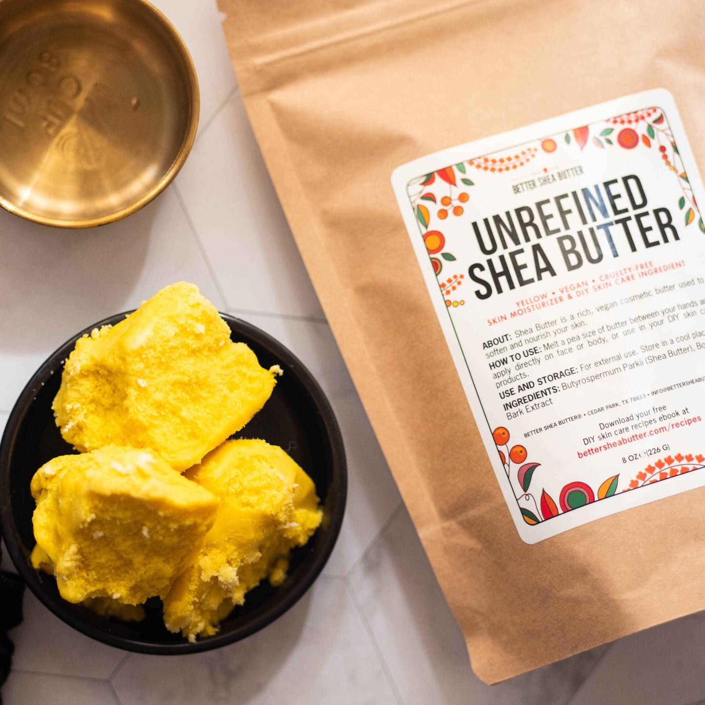 Better Shea Butter Yellow Shea Butter | Authentic, African, Unrefined | Use for Hair, Soap Making, DIY Lotions | 1 LB (16 oz) block