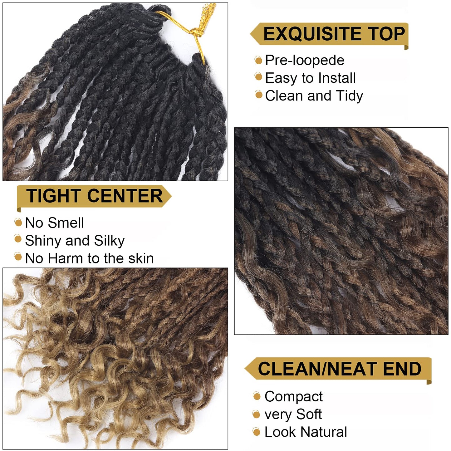 Goddess Box Braids Crochet Hair With Curly Ends 14 Inch Bohomian Box Braids Crochet Braids 8 Packs 3X Crochet Braids Synthetic Braiding Hair Extension for Black Women (14 Inch (Pack of 8), M1B 30 27)