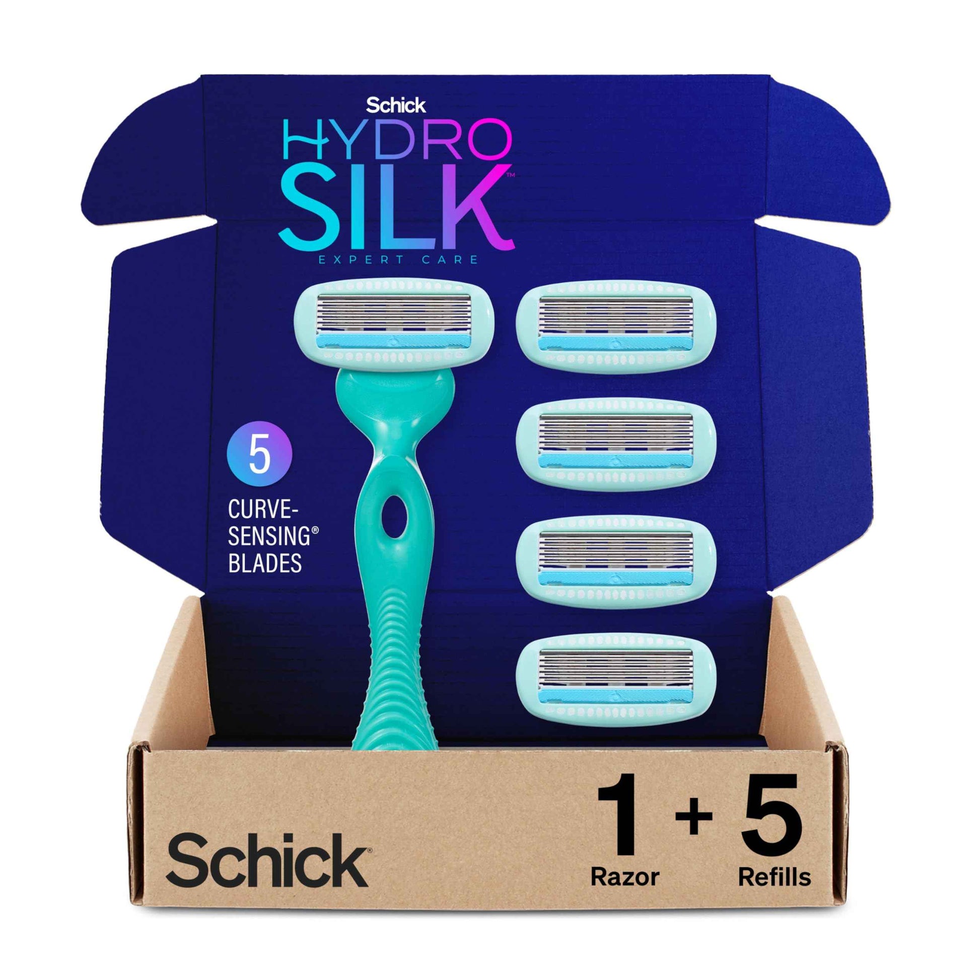 Schick Hydro Silk Sensitive Skin Razor for Women With 5 Moisturizing Razor Blade Refills & Skintimate Coconut Delight Moisturizing Shave gel for Women, 7 Ounce (Pack of 3)