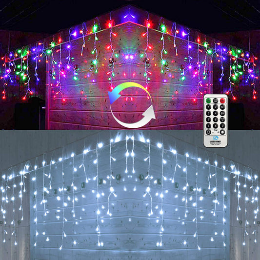 Icicle Christmas Lights, 2 in 1 Multicolor & White Color Changing Icicle Lights with Remote, 360 LED 29.5ft Window Fairy Lights with 60 Drops, LED Christmas Lights for Home, Party, Outdoor Xmas Decor