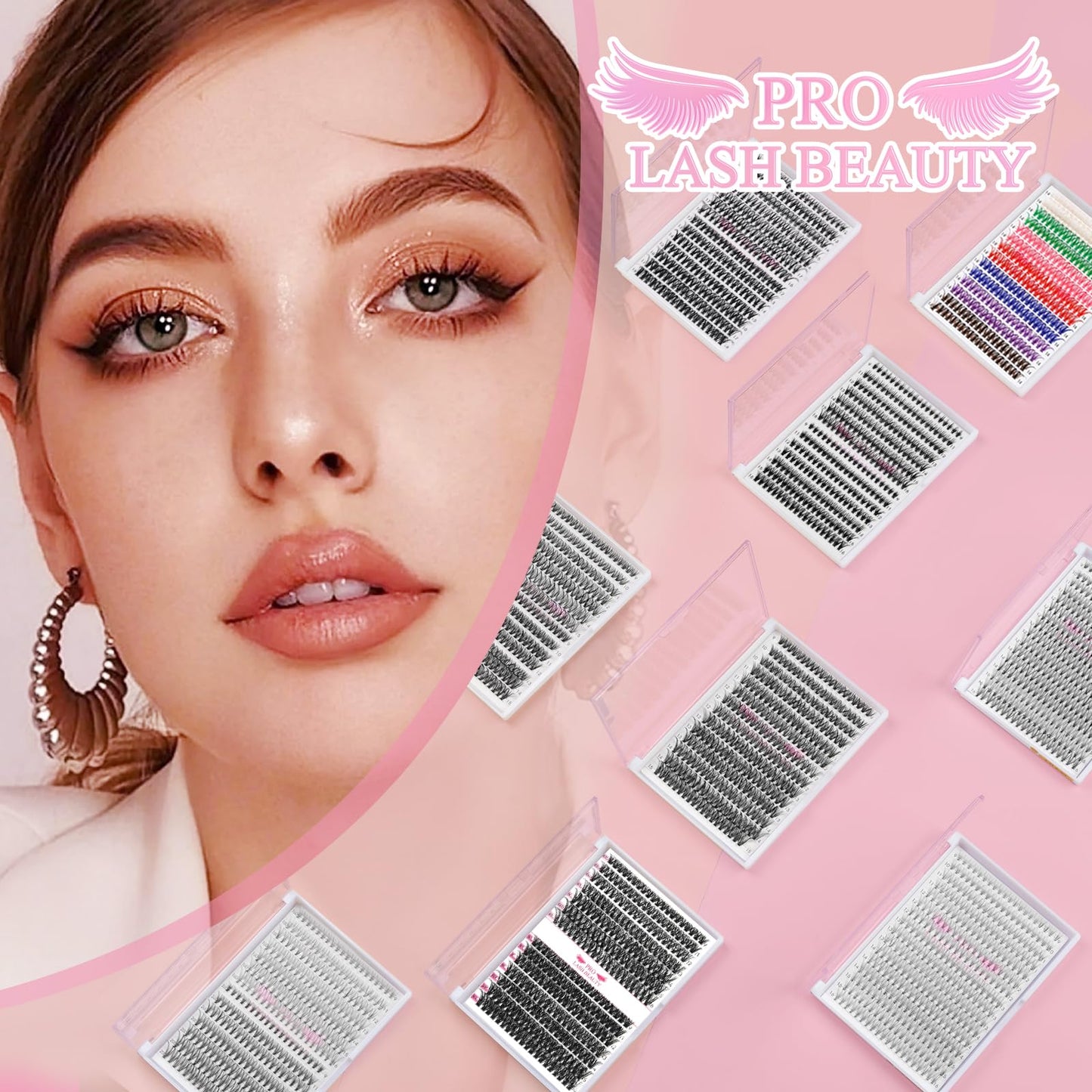 Individual Lashes 60D Mixed 0.05 Lash Clusters 14 Rows that Look Like Eyelash Extensions DIY Lash Extension Self Application At Home (60D-C-9-16mix)