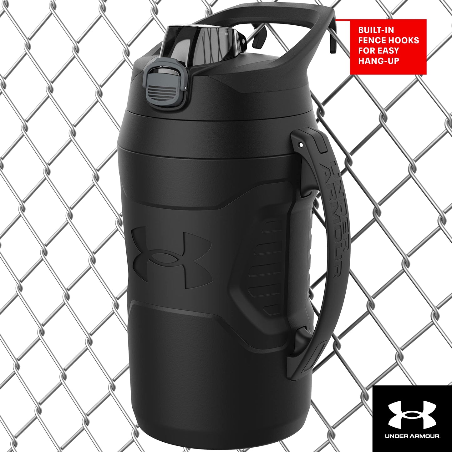 Under Armour Sports Water Jug, 32 oz Insulated Water Bottle w/Handle, Fence Hook, Leak Resistant, Baseball, Football & More