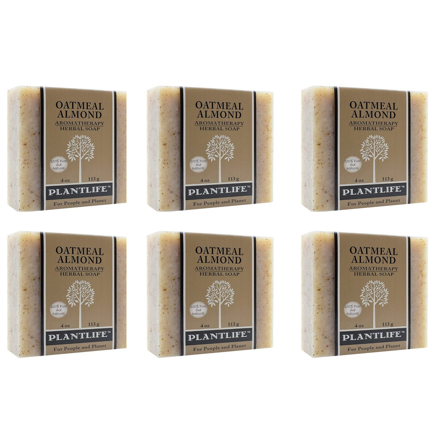 Plantlife Oatmeal Almond 6-Pack Bar Soap - Moisturizing and Soothing Soap for Your Skin - Hand Crafted Using Plant-Based Ingredients - Made in California 4oz Bar