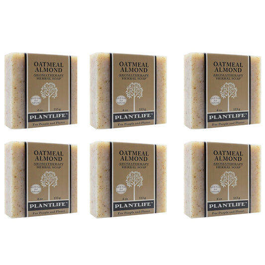 Plantlife Oatmeal Almond 6-Pack Bar Soap - Moisturizing and Soothing Soap for Your Skin - Hand Crafted Using Plant-Based Ingredients - Made in California 4oz Bar