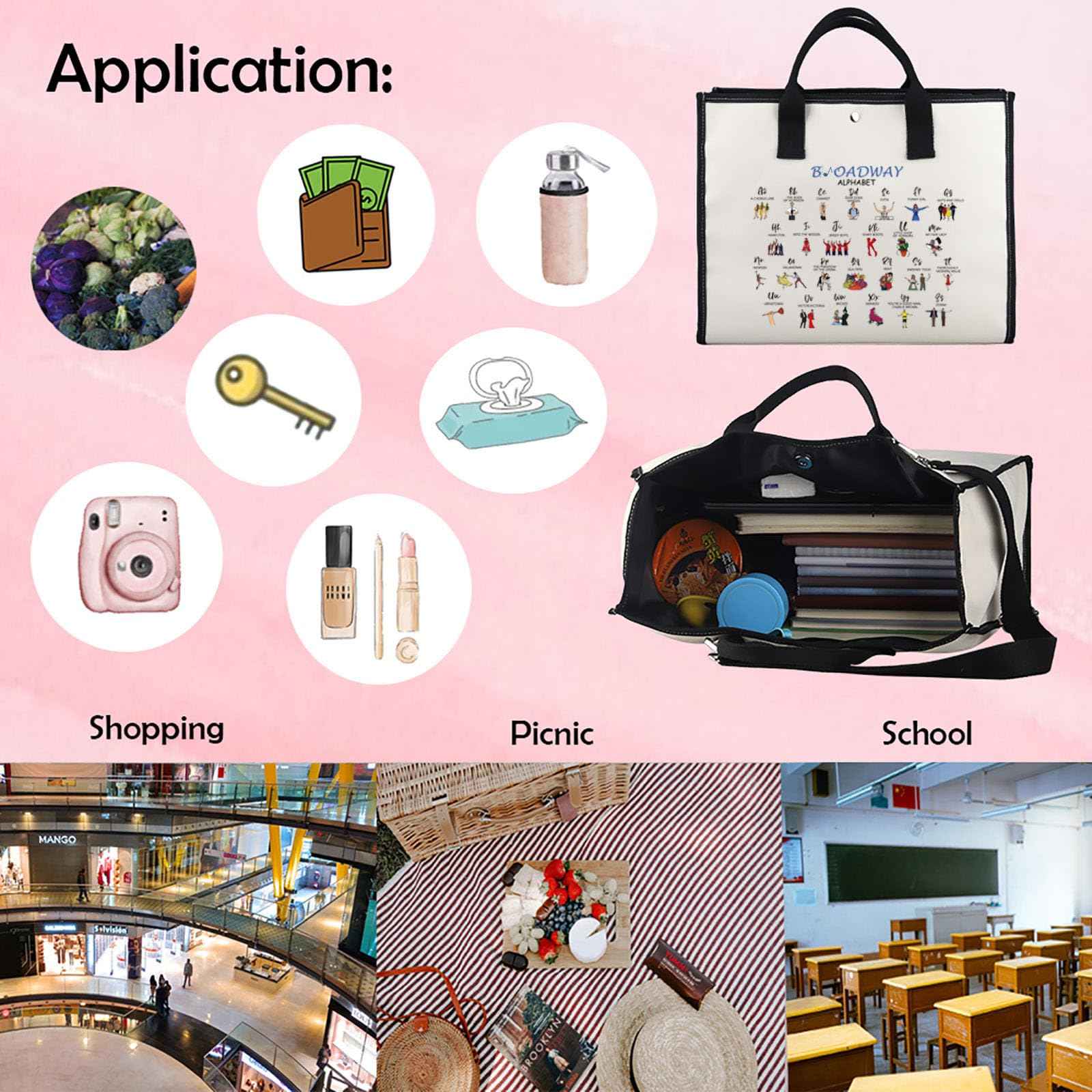 MNIGIU Musical Tote Bag Musical Lover Gift M-usical Theatre Gift M-usical Merch Mus-ical G-ift