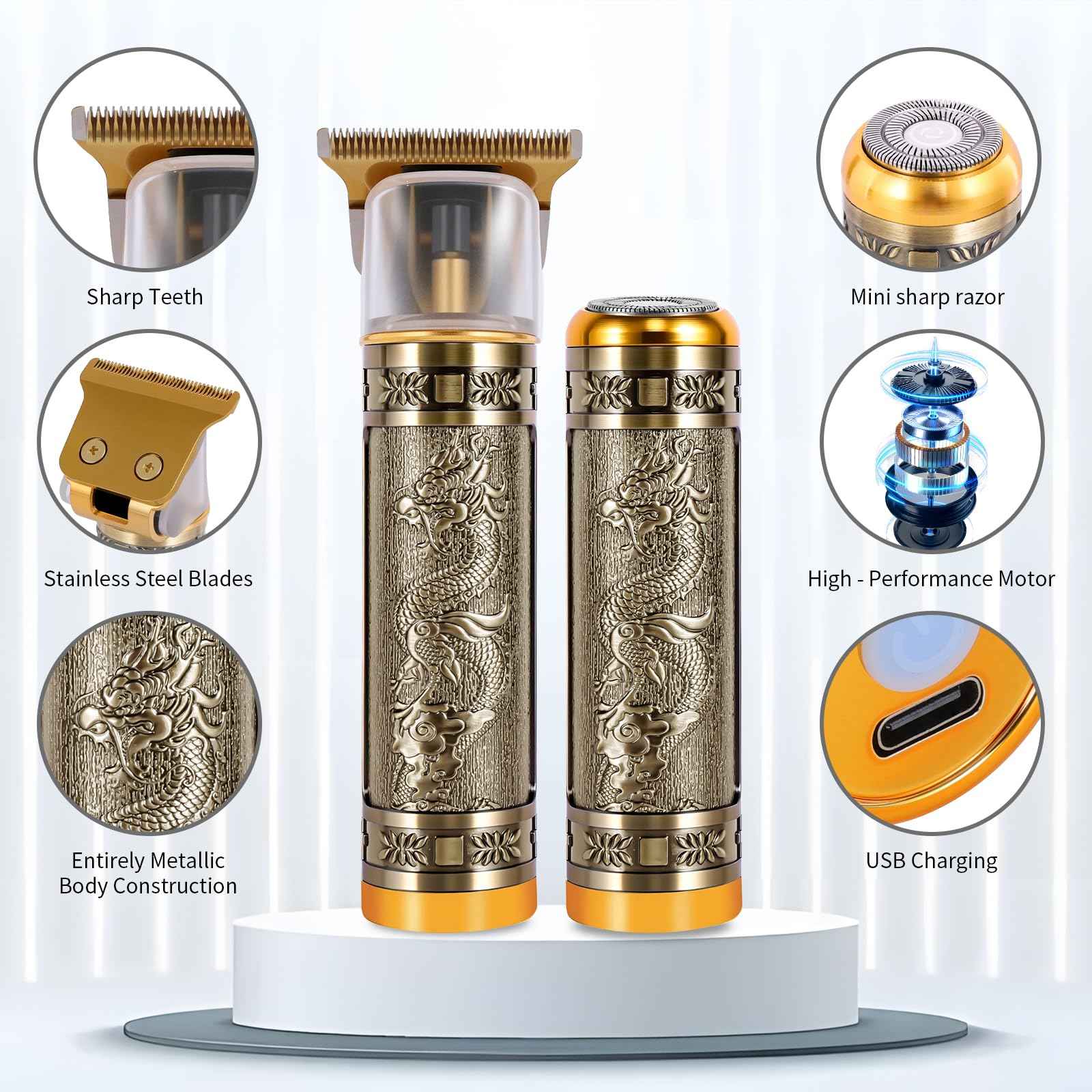 WMZR Men's Hair Clipper Set, T-Shaped Sideburn Trimmers, Electric Shavers, Cordless Hair Clippers and Shaver Sets