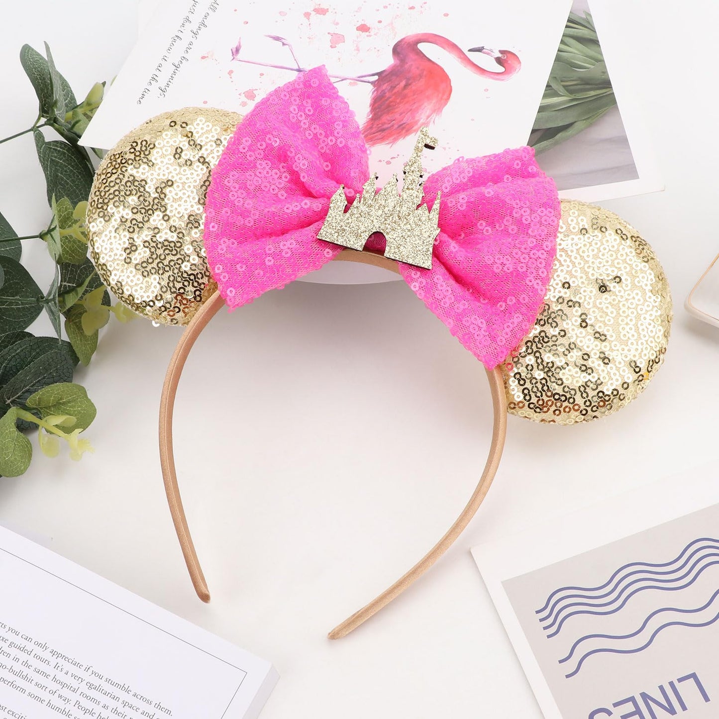 AQOKKA 2 Pcs Mouse Ears Headbands with Bow for Birthday Party, Hair Hoop Party Decoration Cosplay Costume Hair Accessories for Women & Girl