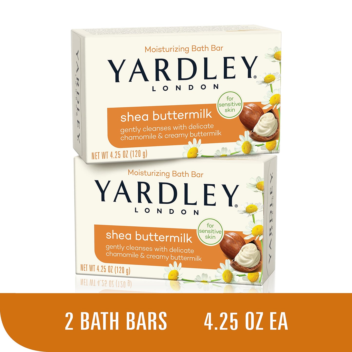 Yardley London Shea Buttermilk Sensitive Skin Naturally Moisturizing Bath Bar, 4.25 Ounce, 2 Count (Pack of 4)