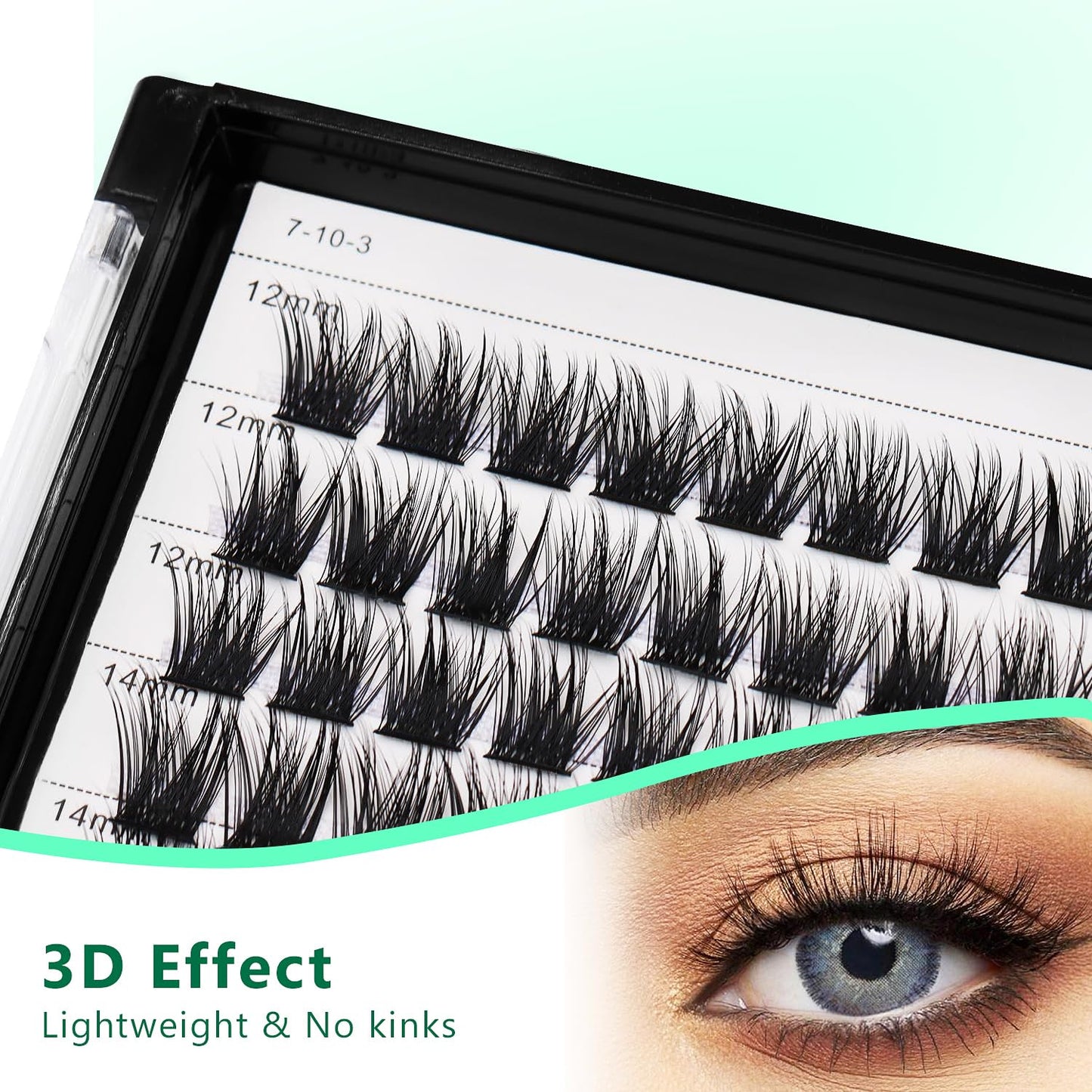 Bodermincer 120 Cluster 10-12-14mm/12-14-16mm/16-18-20mm Mixed Length Lash Cluster Eyelash Extension Natural 3D Russian Volume Faux 3D Effect Glue Bonded Cluster Eyelashes (M01# 10-12-14mm Mixed)