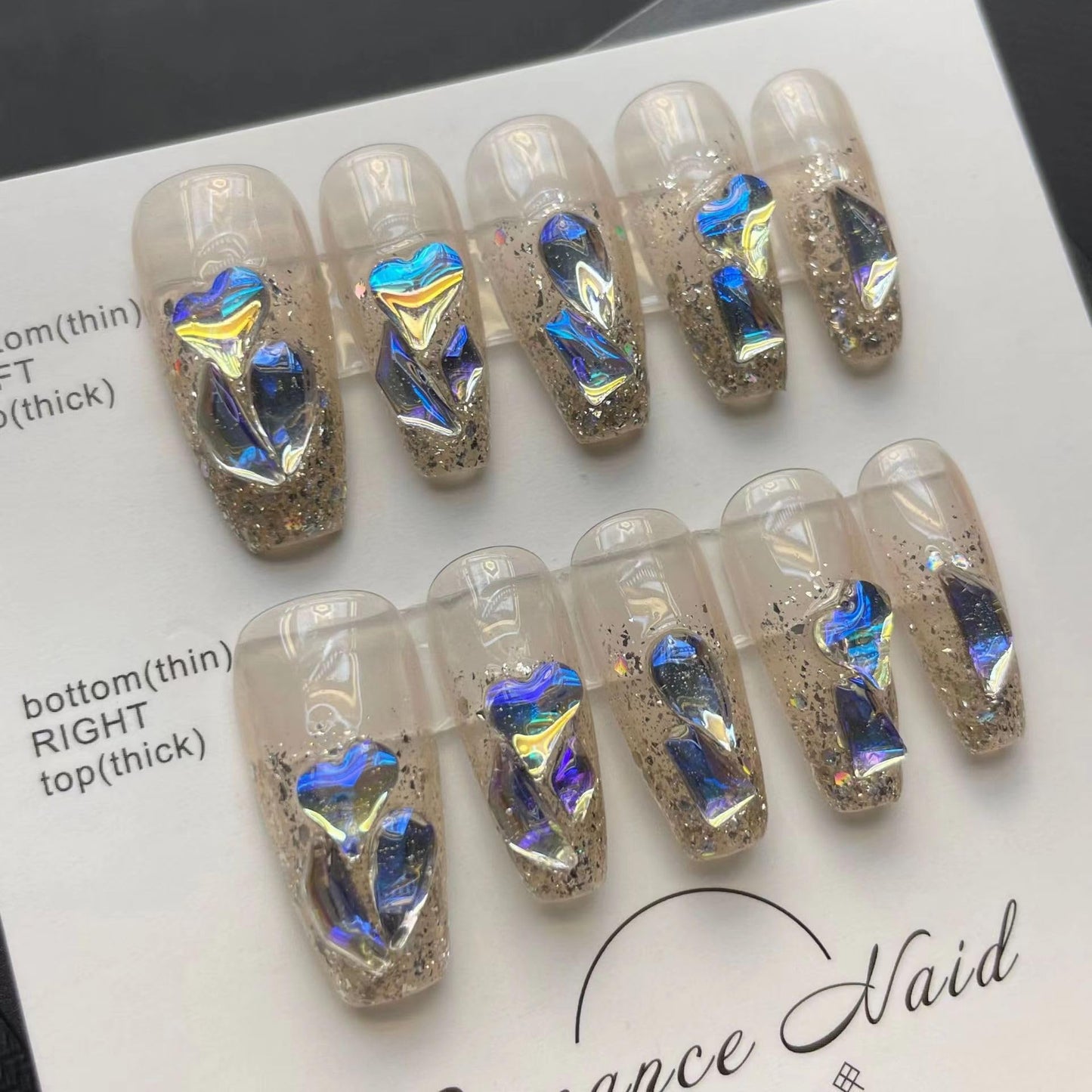 JIEADJIE Press on Nails Elves, Nail Finish Handmade Painted Nail Art，Design by Nail Technician, SML Size… (Middle, White Elf Long)