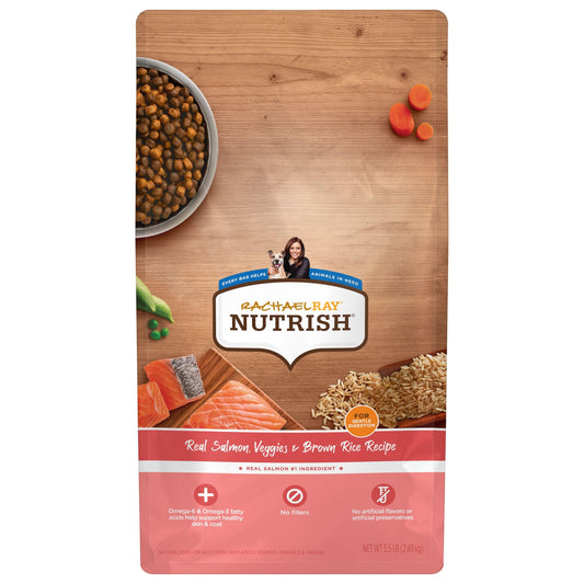 Nutrish Rachael Ray Real Salmon, Veggies & Brown Rice Recipe Dry Dog Food, 5.5 lb. Bag