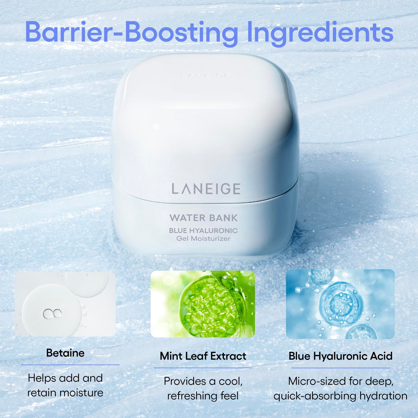 LANEIGE Water Bank Blue Hyaluronic Gel Moisturizer: with Mint Extract, hypoallergenic, dermatologist-tested