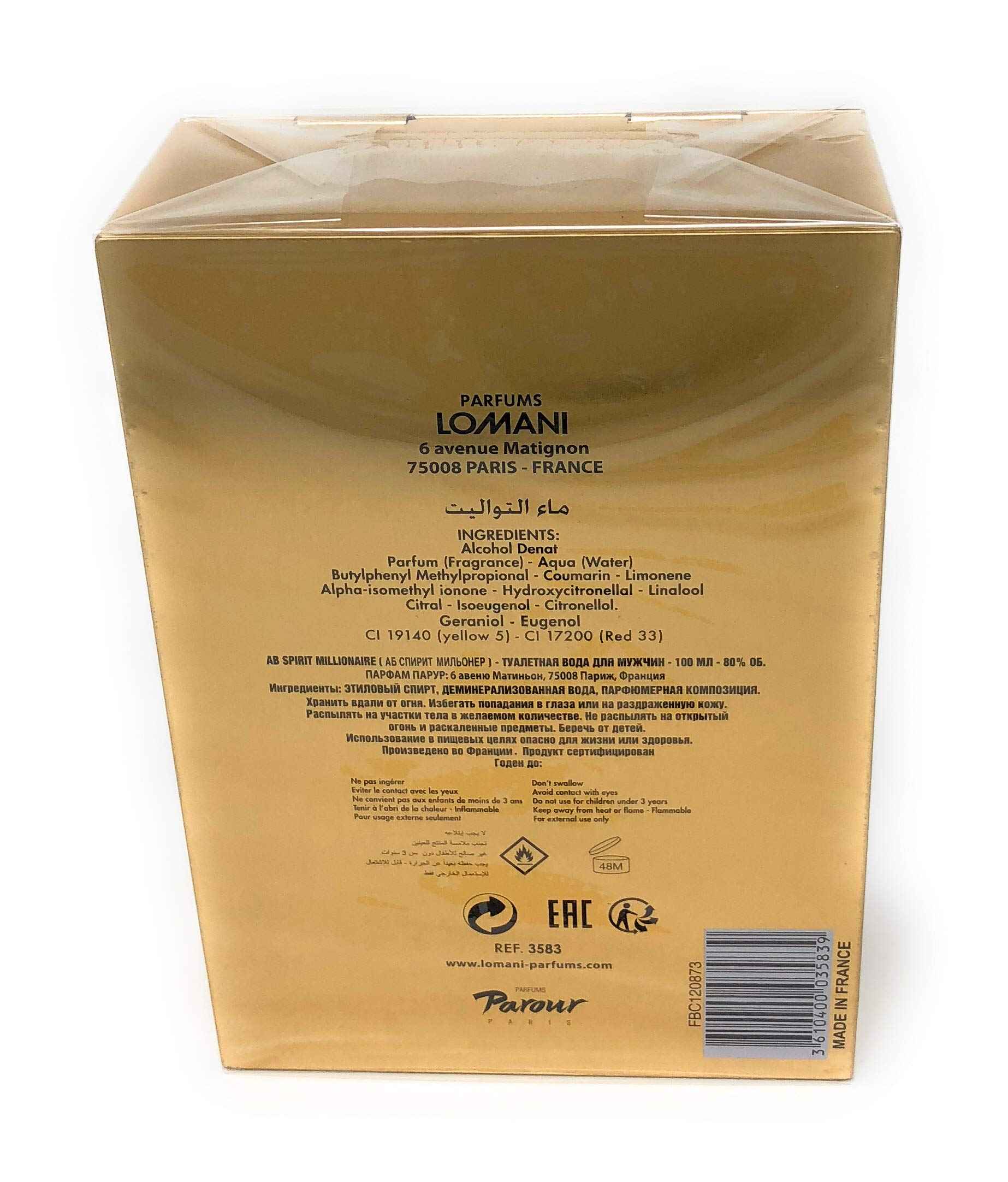 Lomani Ab Spirit Millionaire By Lomani for Men - 3.3 Oz Edp Spray, 3.3 Oz