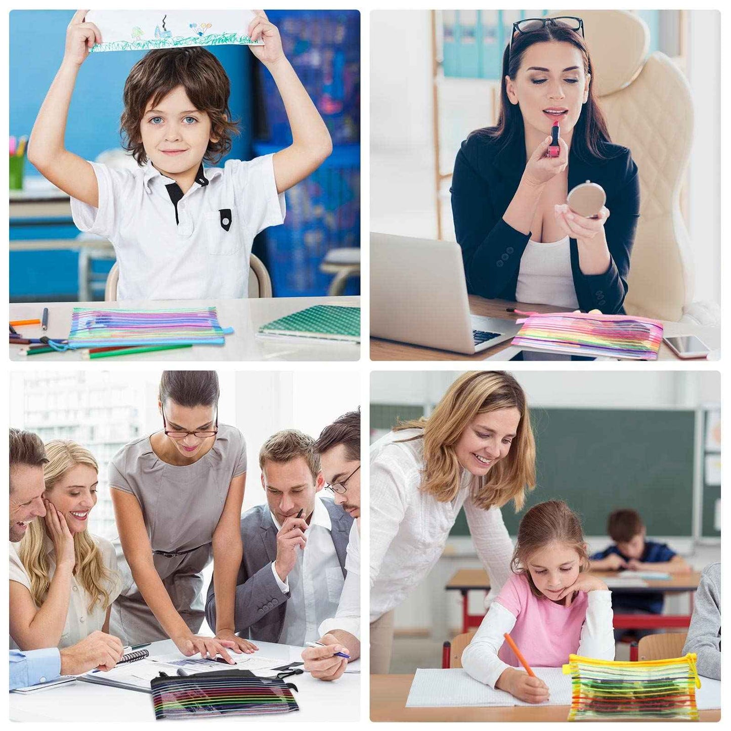 Leelosp 80 Pcs Mesh Zipper Pouch Bulk Back to School Pencil Storage Pouch Mesh Cosmetics Bags Toiletry Makeup Bags for Office Travel Organization(Elegant Color,9 x 4.7 Inch)