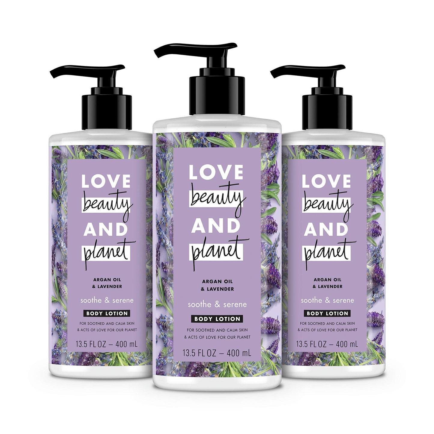 Love Beauty And Planet Body Lotion Argan Oil and Lavender, 13.5 Ounce (Pack of 3)