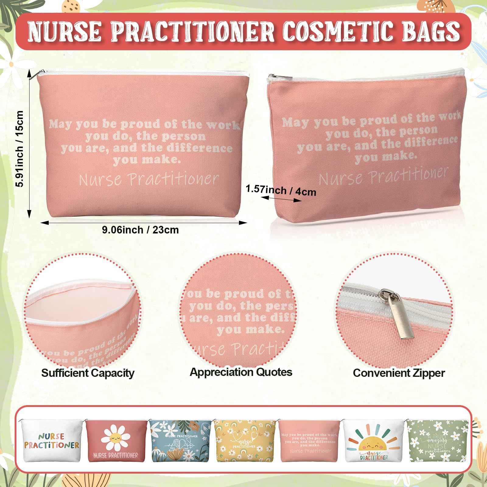 SilTriangle 21 Set Christmas Nurse Gifts Nurse Practitioner Gifts for Women Bulk Medical Cosmetic Bags Compact Mirrors Canvas Makeup Bag Nurses Gift for Employee Team Staff