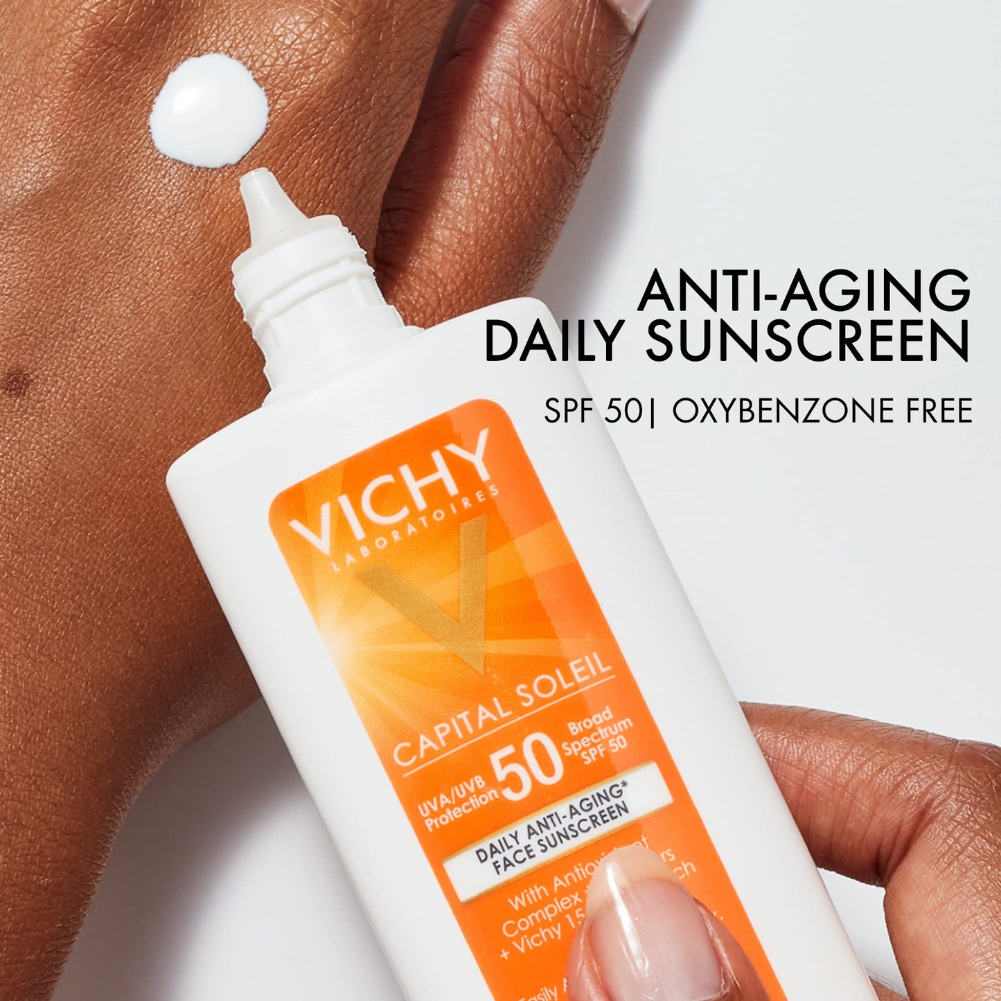 Vichy Capital Soleil Face Sunscreen SPF 50, Anti Aging Travel Size Sunblock for Face with UVA and UBA Sun Protection, Daily Face Sunscreen for Sensitive Skin, Oxybenzone Free,