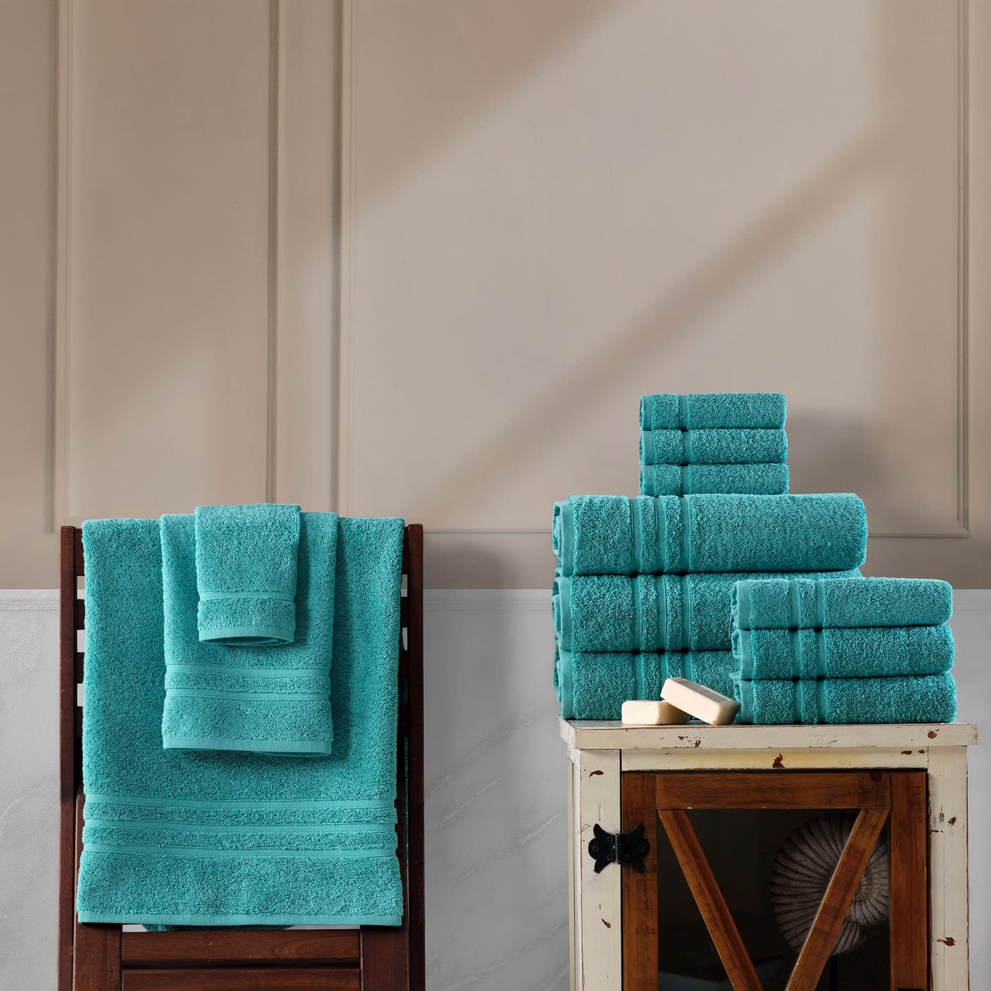 Hawmam Linen Jumbo Large Bath Sheets Towels 2 Pack Soft and Absorbent, Premium Quality 100% Cotton Towels (Teal Turquoise, Bath Sheet)