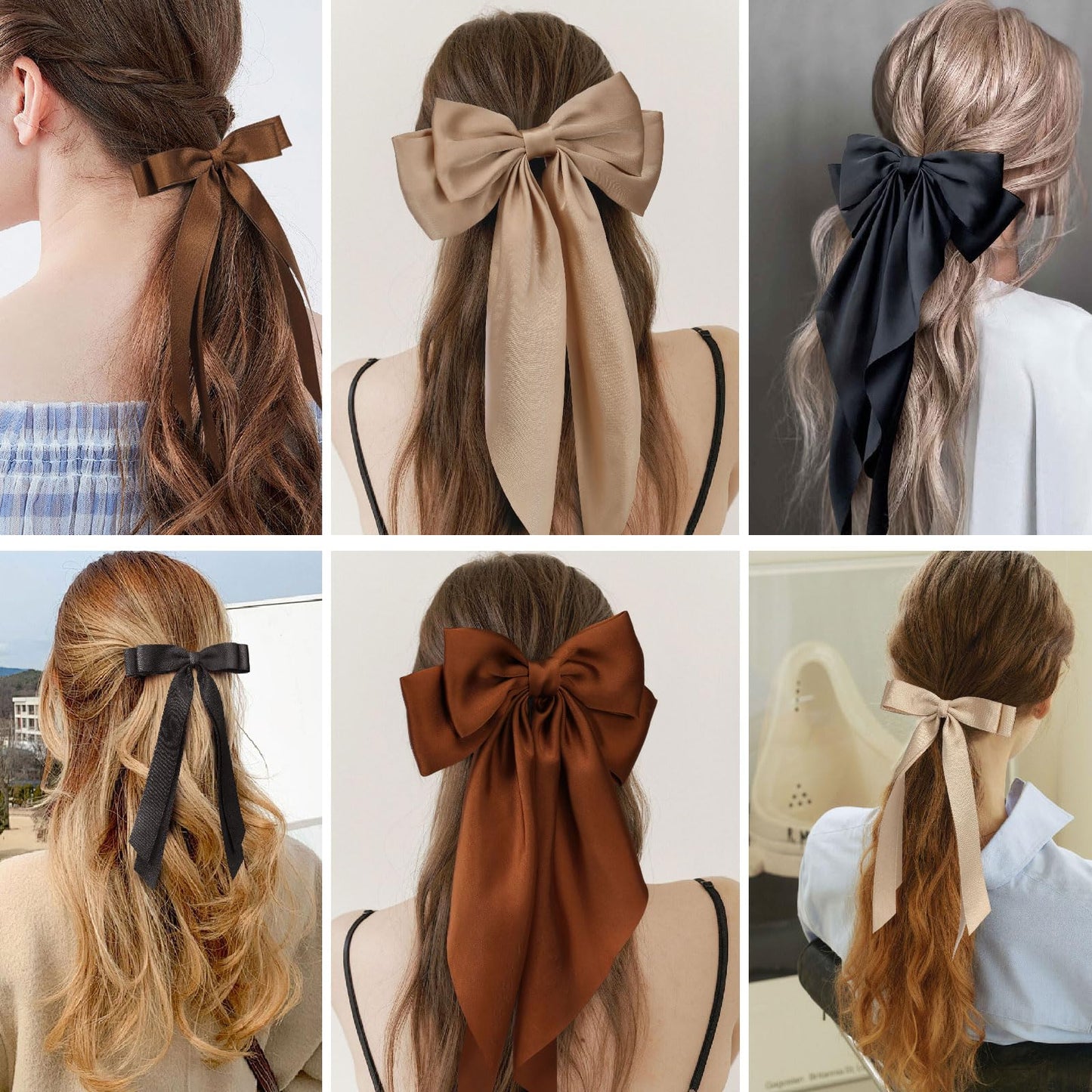 LASPERAL Hair Bow Clip 3PCS Large Ribbon Ribbon Hair Clips + 3PCS Ribbon Tassel Ribbon Hair Clips Ribbon Hair Clips Bowknot With Long Tail Tassel Bowknot Hair Clip Hair Barrettes with Bow Accessories