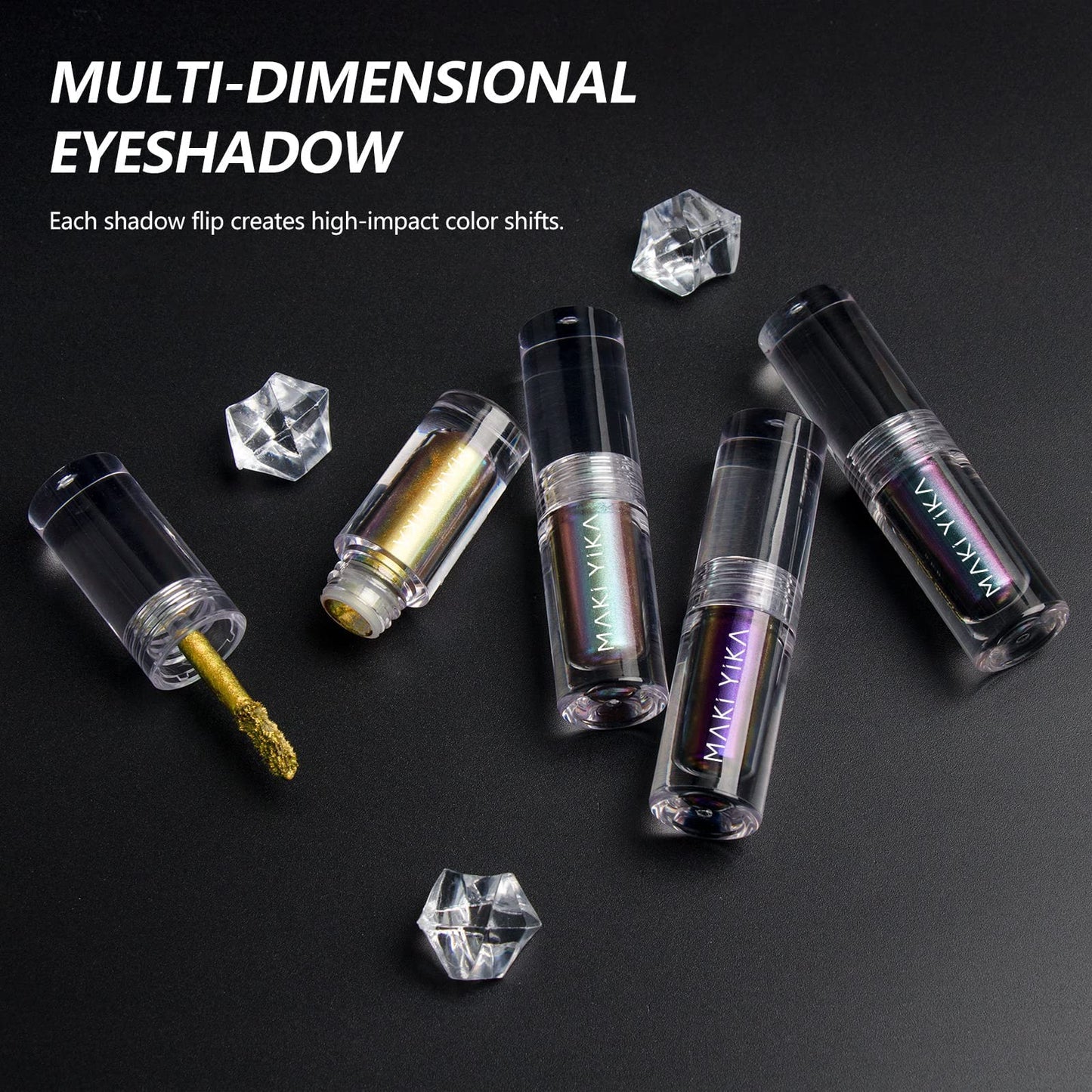 MAKI YIKA Glitter Eyeshadow Green Liquid Multichrome Eyeshadows Long Lasting, Metallic Chameleon Eye Shadow Smudgeproof Holographic Multi-Dimensional Eye Looks (#2 Peacock)