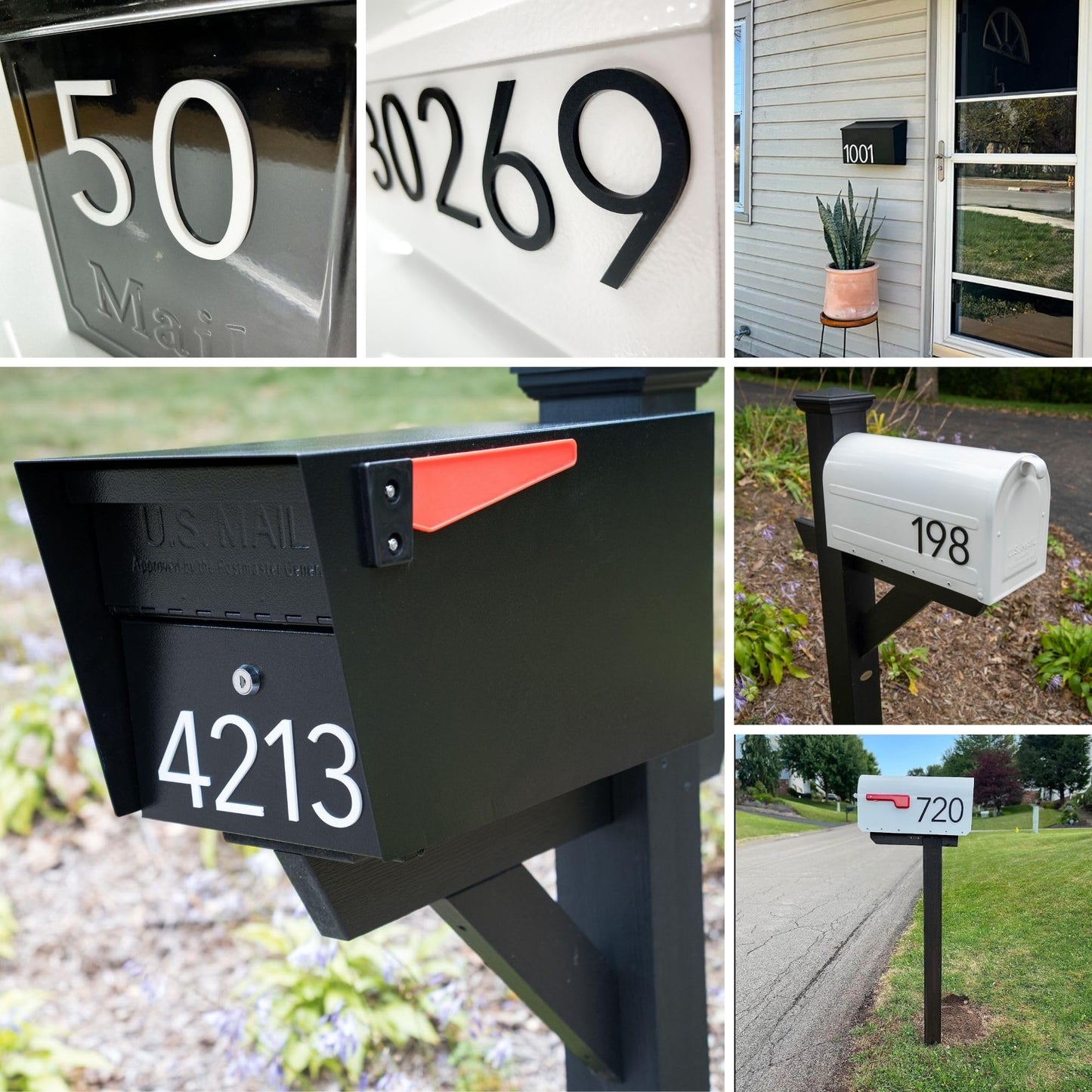 Discovered Designs – Premium Individual 3D Acrylic Mailbox Number – Self Stick – Long Lasting – Weatherproof – Made in USA (Black 3 inch, Number 7)