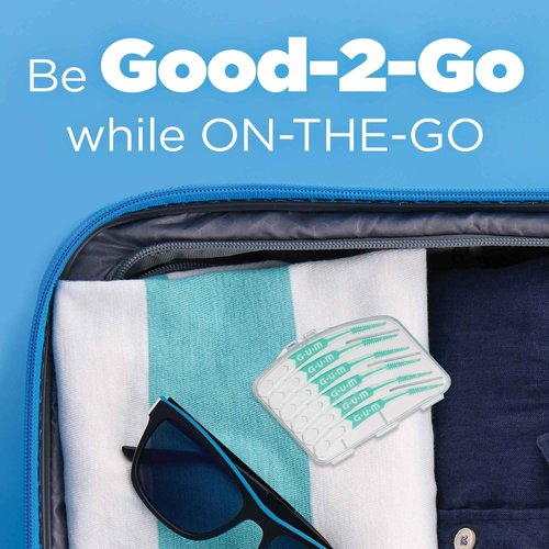 GUM Soft-Picks Advanced, Easy to Use Dental Picks for Teeth Cleaning and Gum Health, Disposable Interdental Brushes with Convenient Carry Case, Dentist Recommended Dental Picks, 90ct (4pk)