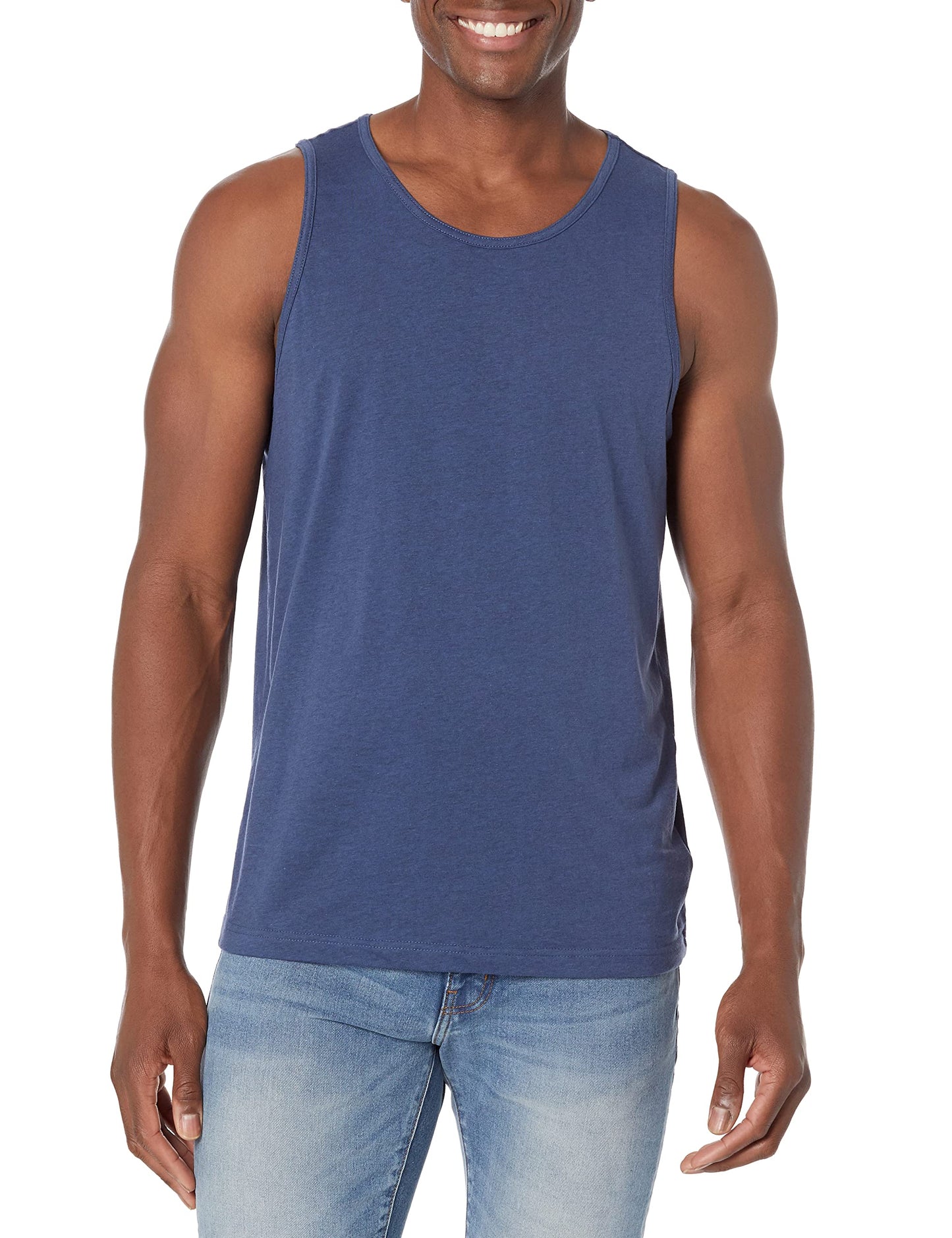 Amazon Essentials Men's Regular-Fit Tank Top, Blue Heather, X-Small