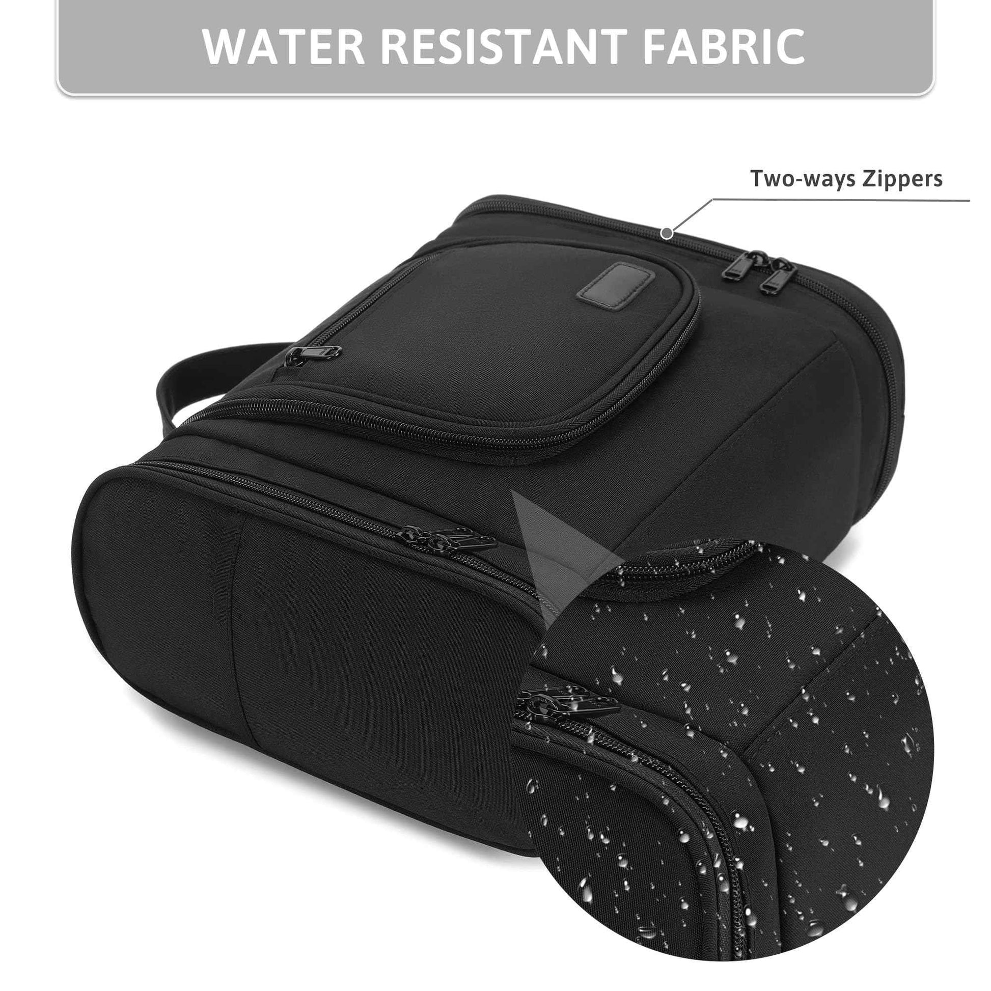 Pearl Angeli Hanging Toiletry Bag for Women, Large Makeup Cosmetic Bag, Water Resistant Toiletries Travel Essentials Organizer, Full-size Container, Black