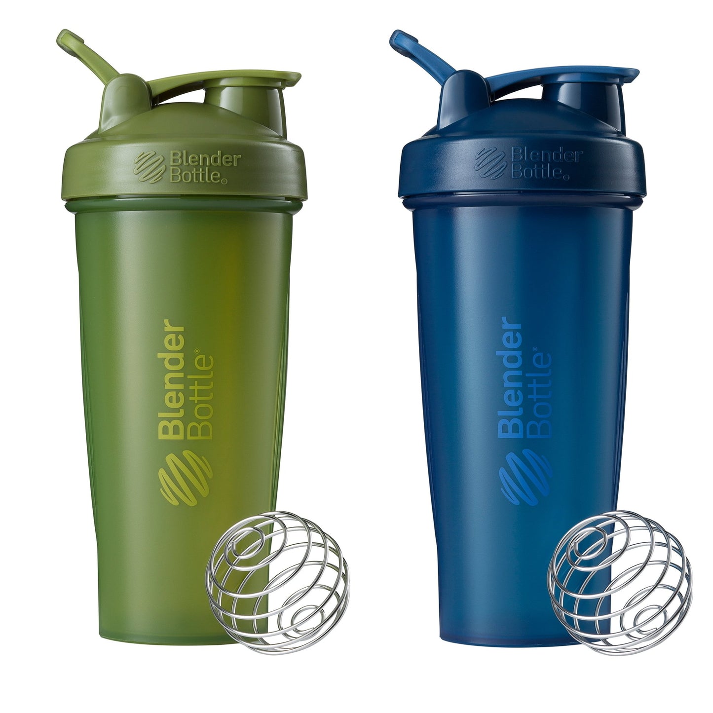 BlenderBottle 2-Pack 28-Ounce Classic Shaker Bottles for Protein Shakes and Pre Workout, Moss/Moss and Navy/Navy and All Pink and Coral