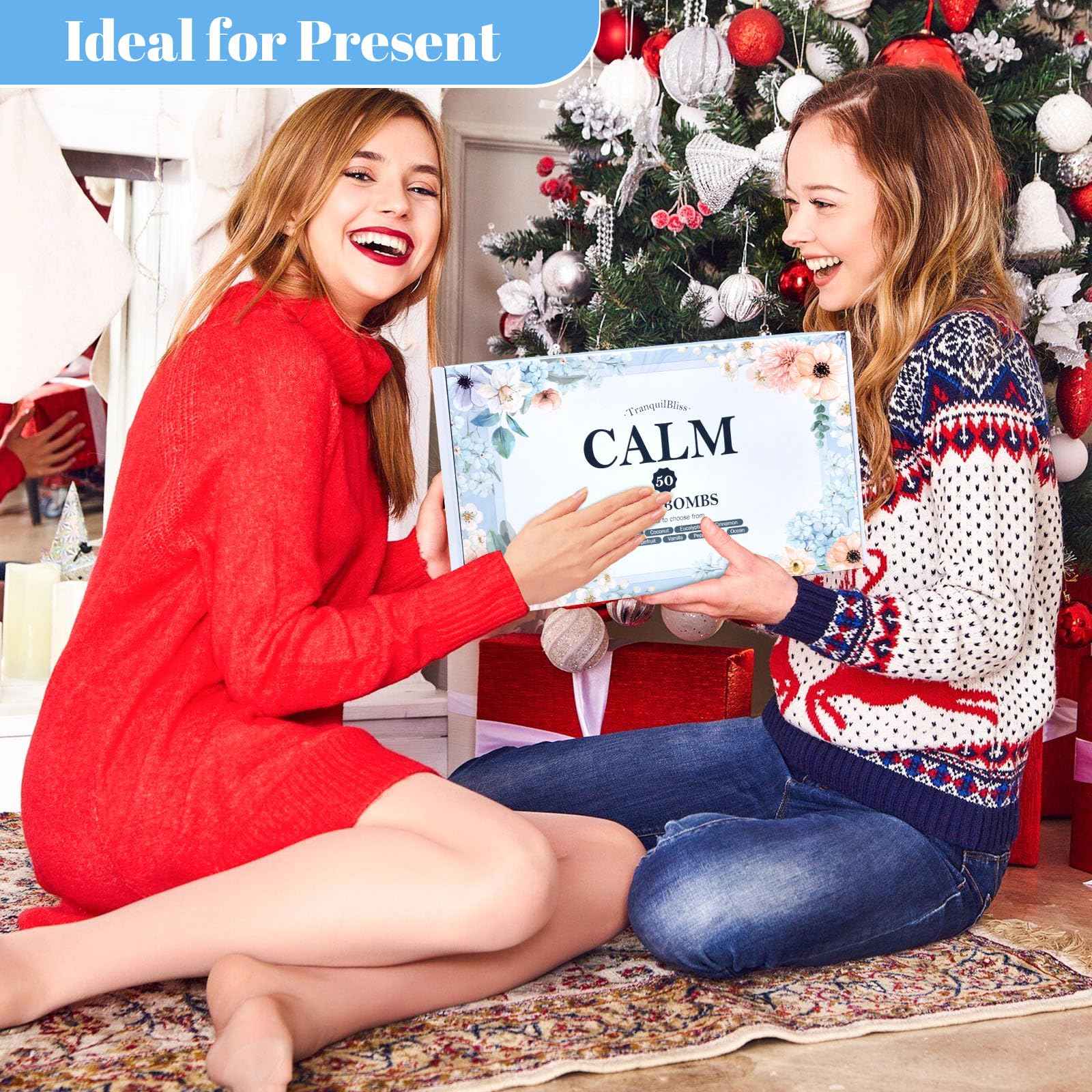 TranquilBliss Bath Bombs Set 50 PCS with 10 Rich Scents, Bath Bombs for Women, Natural Bubble Bombs with Shea Butter & Safe Oil, Ideal for Christmas, Birthday, Valentine's Day Mother's Day Present