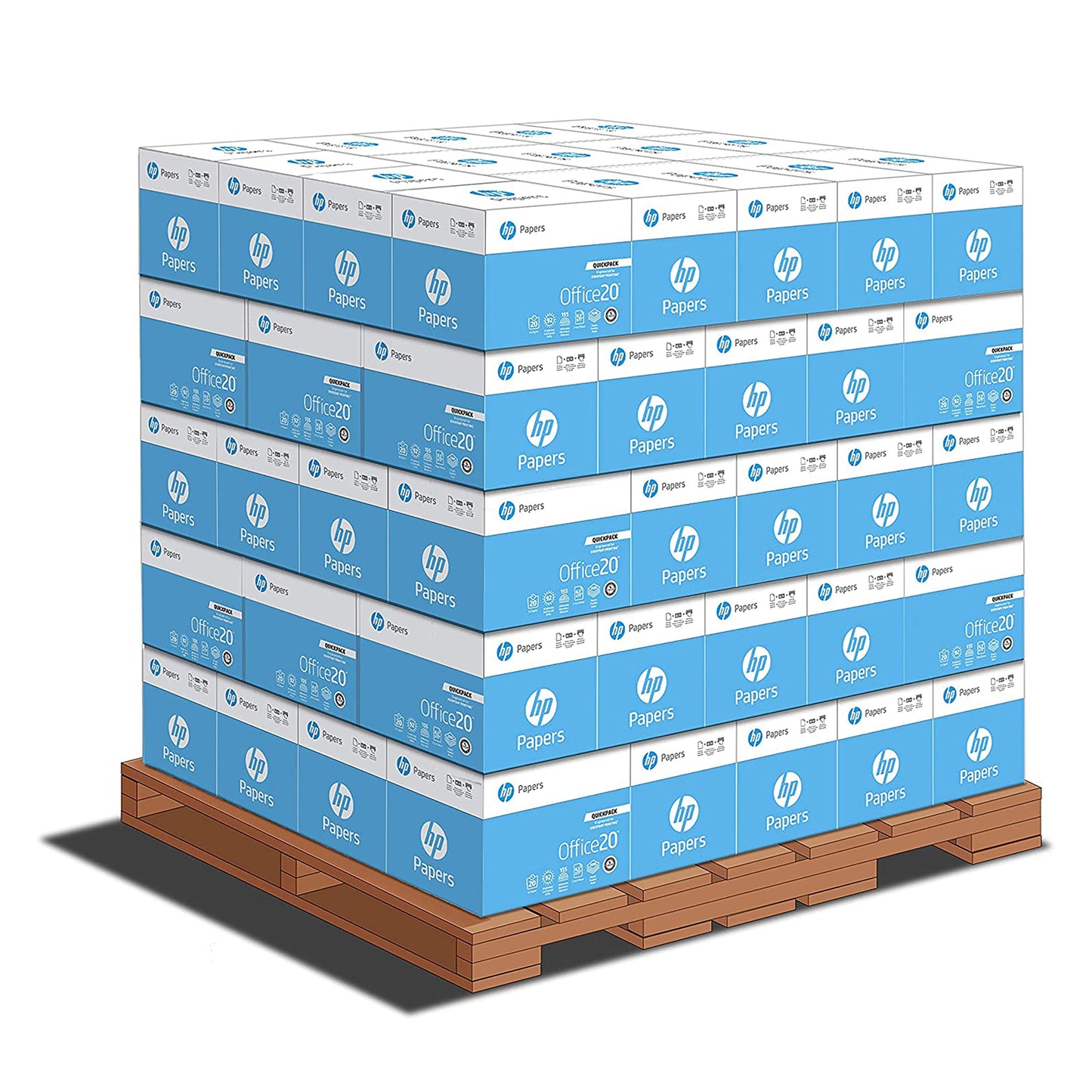 HP Printer Paper | 8.5 x 11 Paper | Office 20 lb | Quickpack Pallet - No Ream Wrap - 80 Cartons | 92 Bright | Made in USA | FSC Certified | 112103P