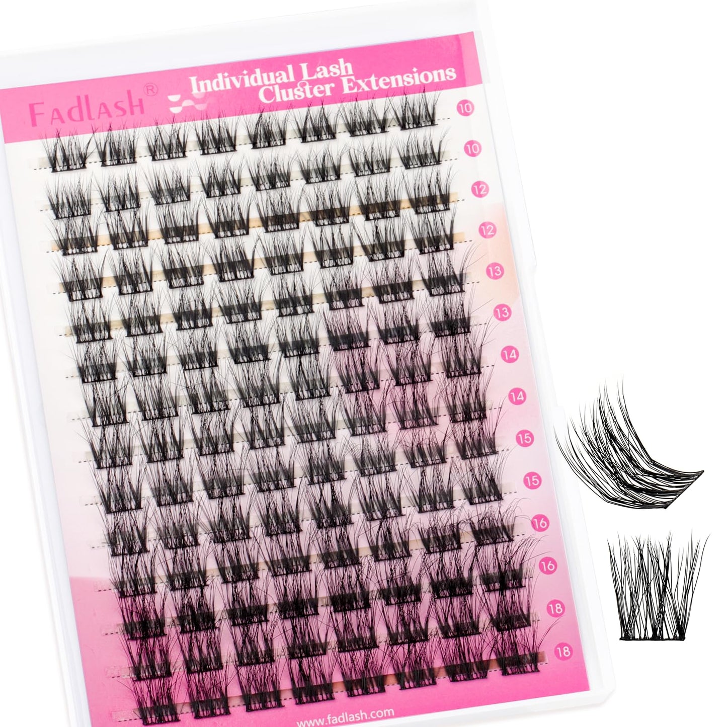 FADLASH Cluster Lashes Fluffy 10-18mm Lash Clusters Volume Lash Extension 112Pcs 3D DIY Lash Clusters D Curl Individual Lashes (R02-0.07-D,10-18mm)