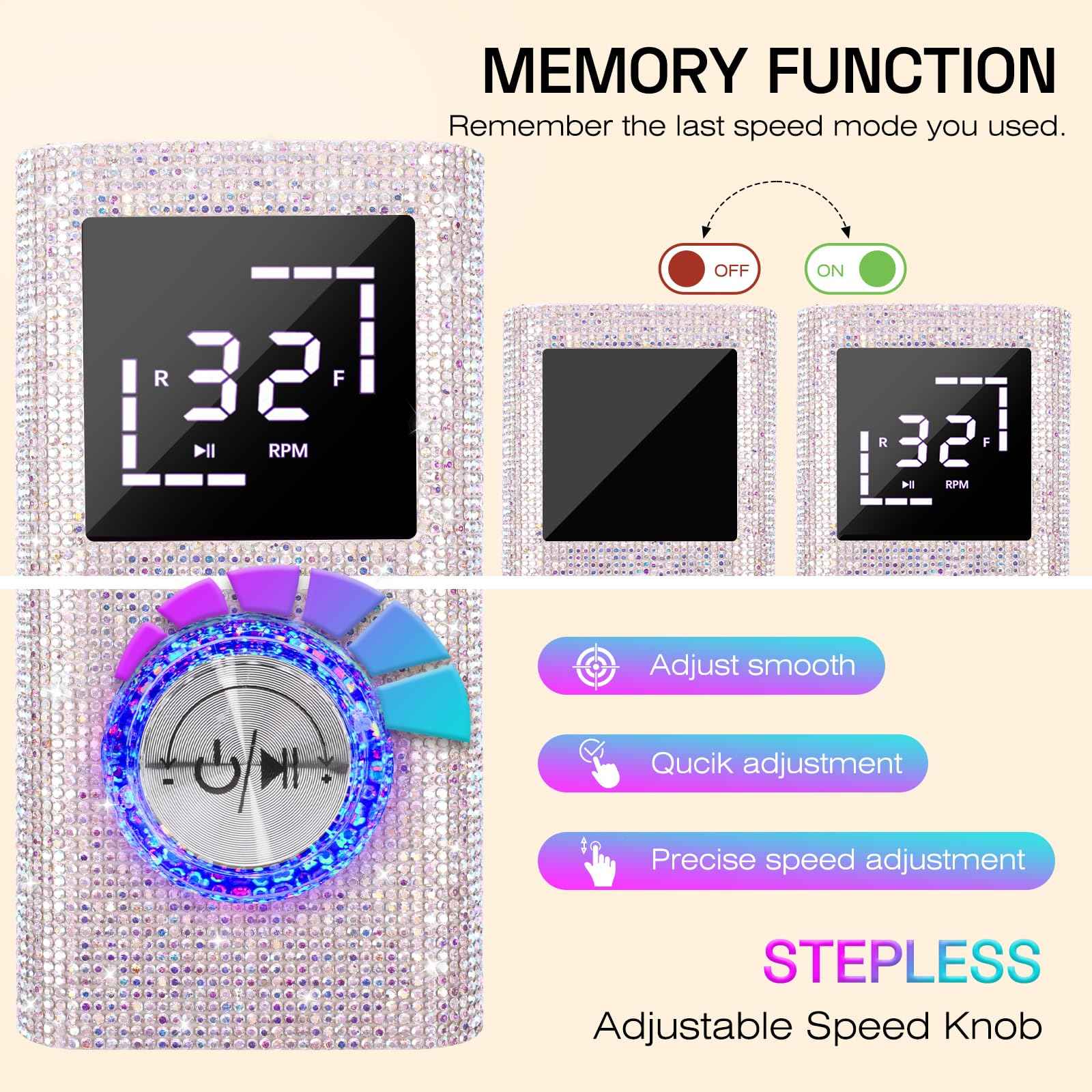 Electric Nail Drill File Machine: Professional 45000RPM Cordless Nail Tool with Stepless Speed Knob for Acrylic Gel Dip Powder Nails, Portable Manicure Pedicure Kit for Home Salon Use