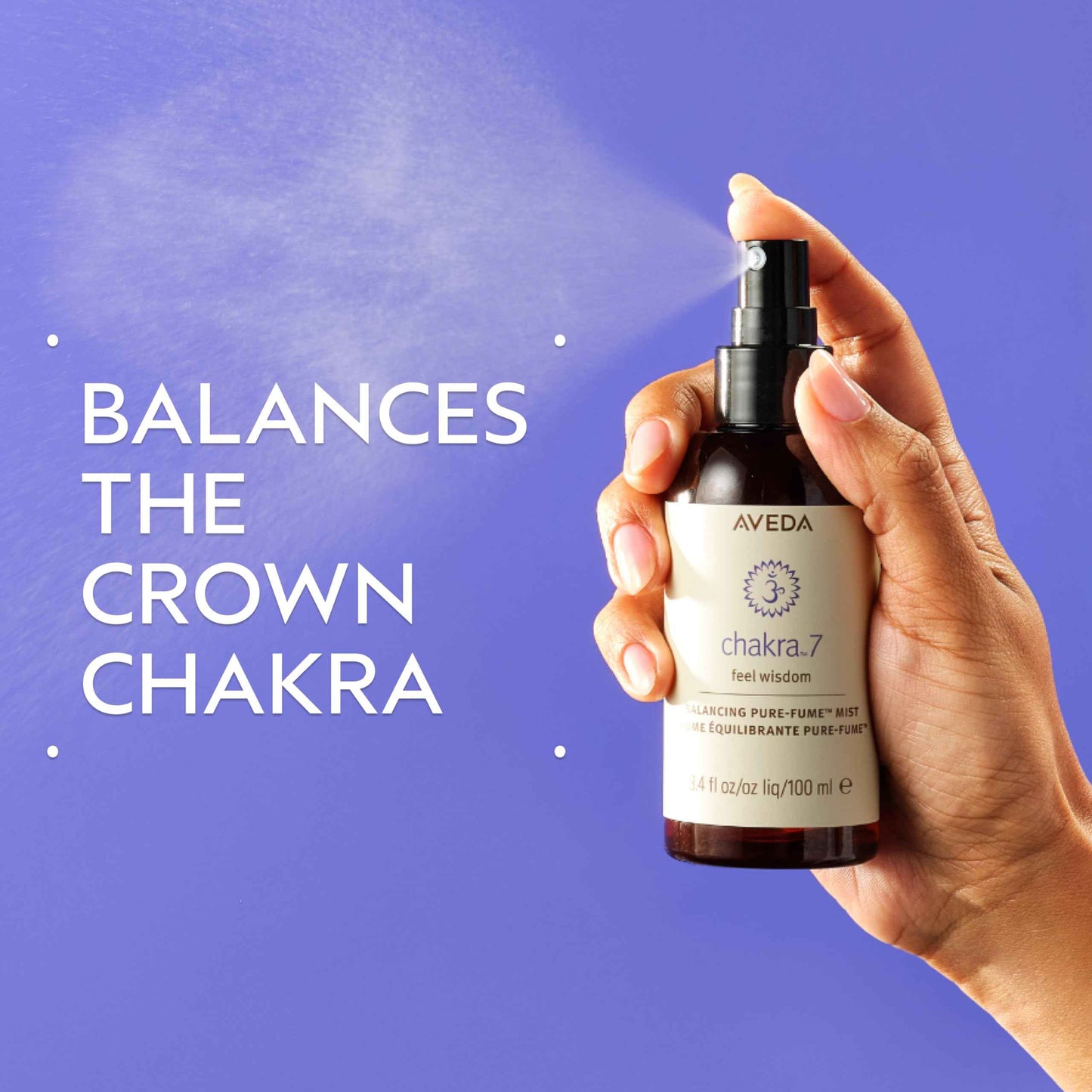Aveda Chakra 7 Balancing Pure-Fume Mist: Connection | Body & Room Spray | Balances Crown Chakra | With Olibanum, Certified Organic Elemi & Angelica, 3.4 Fl Oz